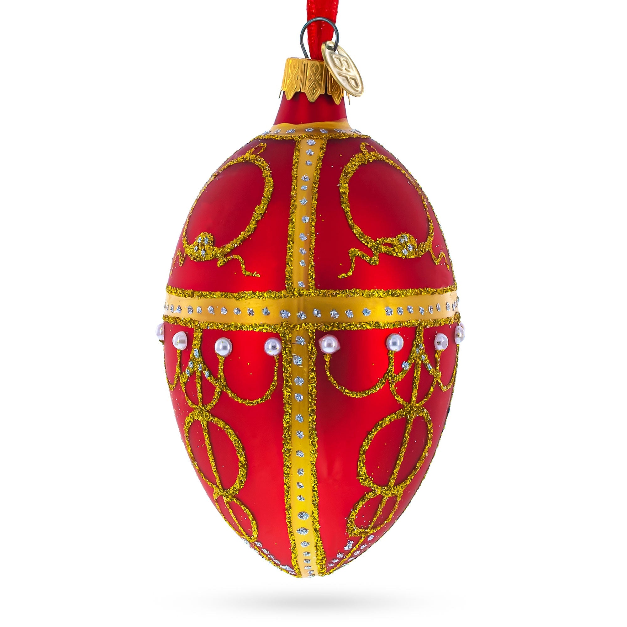 1895 Rosebud Royal Egg Glass Ornament 4 Inches