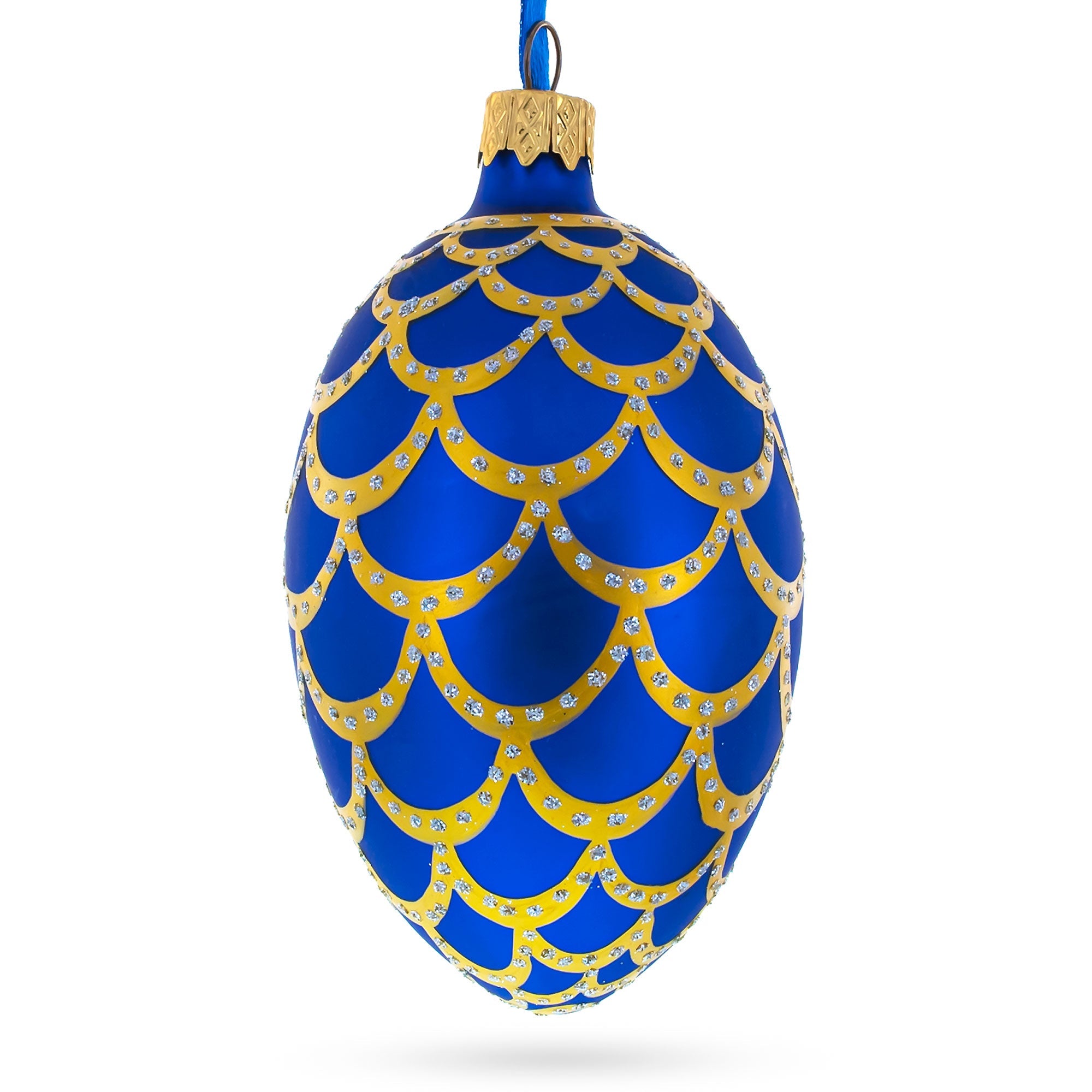 1900 Pine Cone Royal Egg Glass Ornament 4 Inches