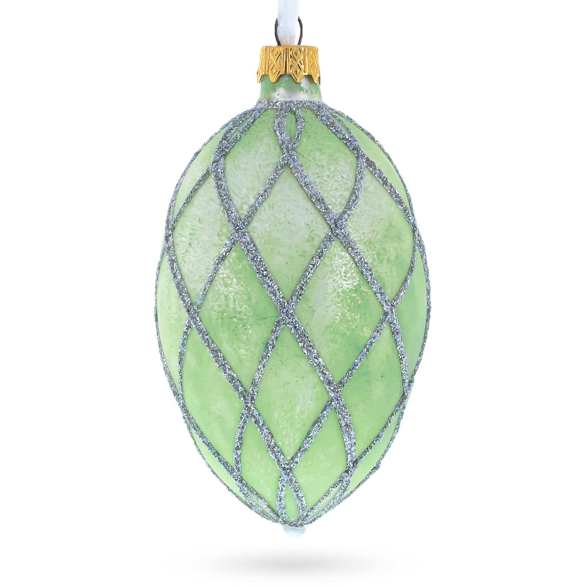 1892 Diamond Trellis Royal Egg Glass Ornament 4 Inches