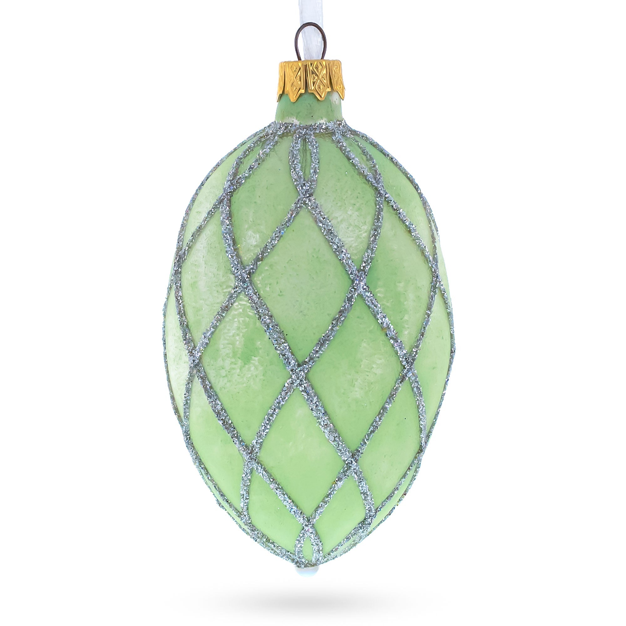 1892 Diamond Trellis Royal Egg Glass Ornament 4 Inches