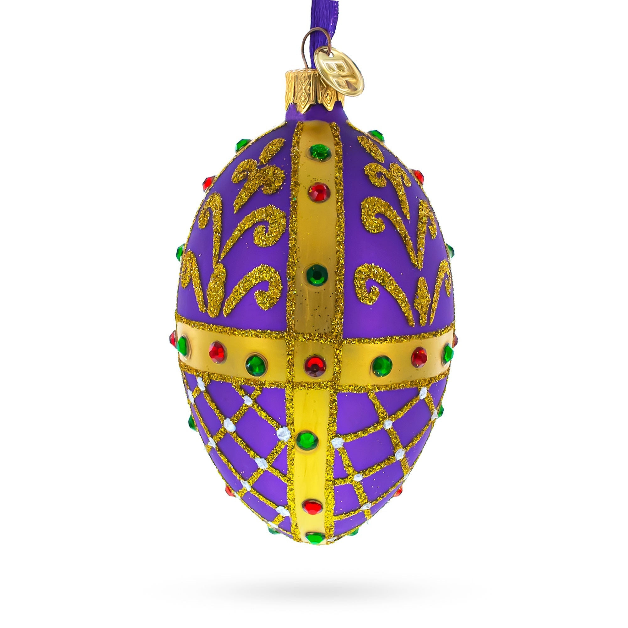 Royal Inspired Purple Glass Egg Ornament 4 Inches