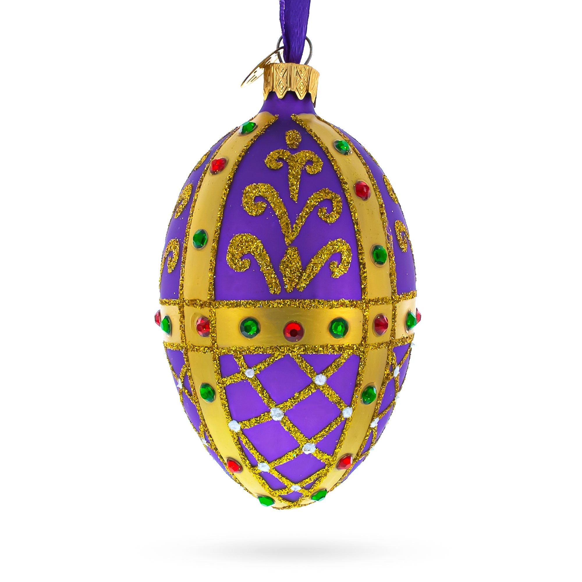 Royal Inspired Purple Glass Egg Ornament 4 Inches