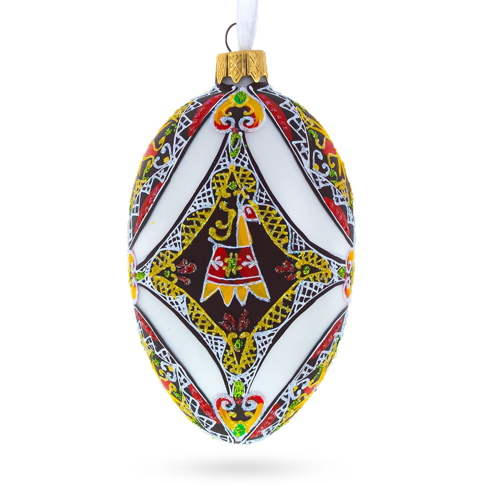 The Horse Ukrainian Glass Egg Ornament 4 Inches