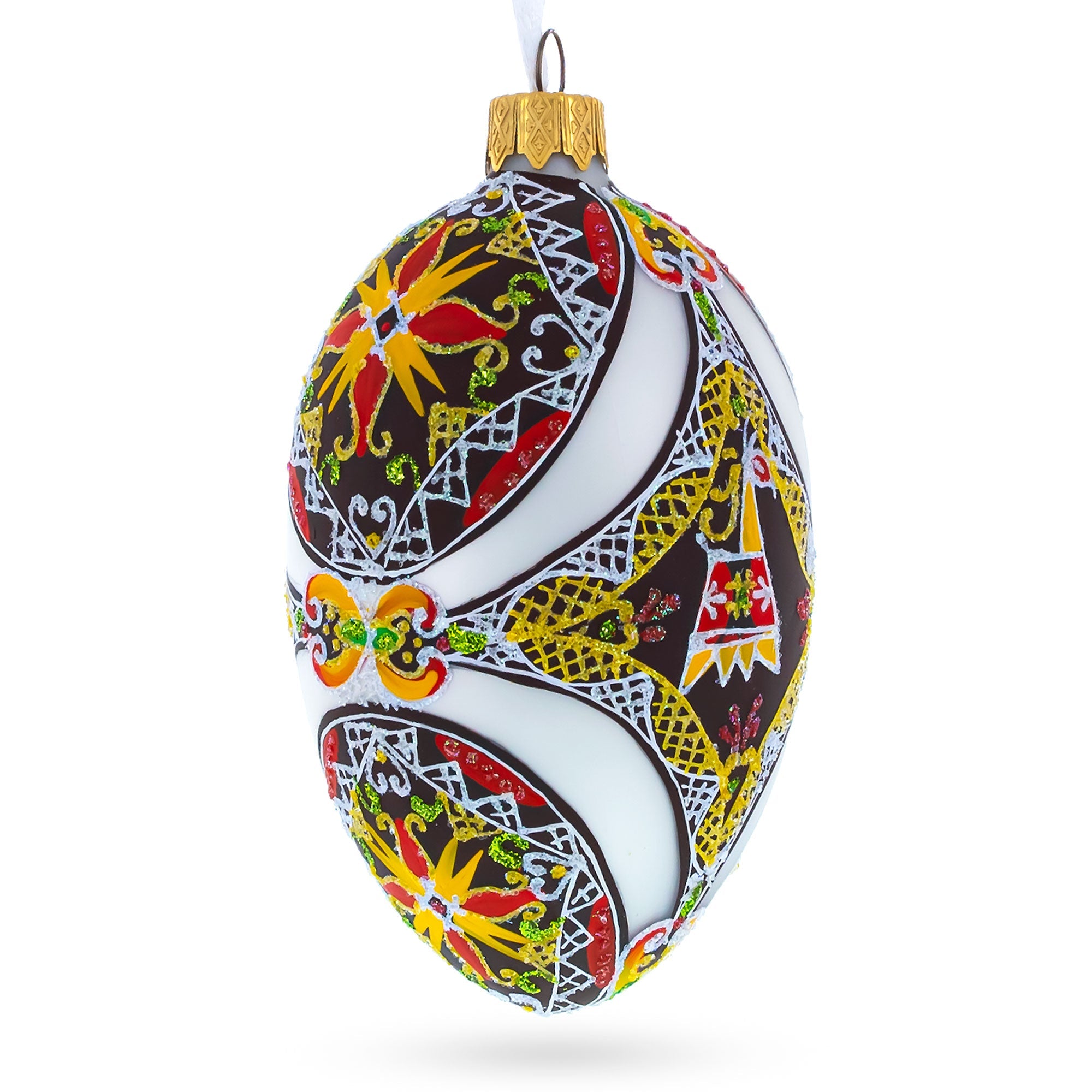 The Horse Ukrainian Glass Egg Ornament 4 Inches