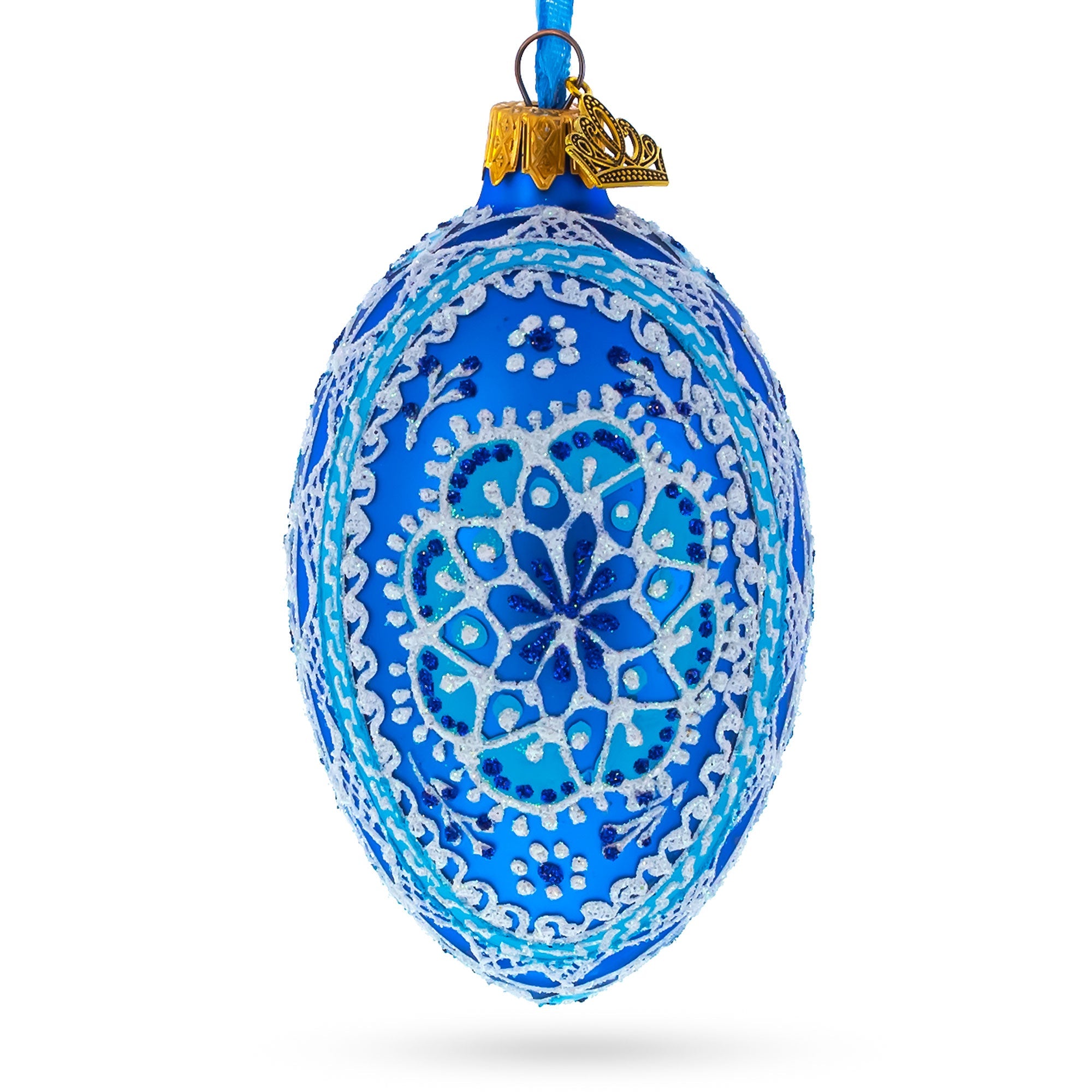 Spire Star Ukrainian Glass Egg Ornament 4 Inches