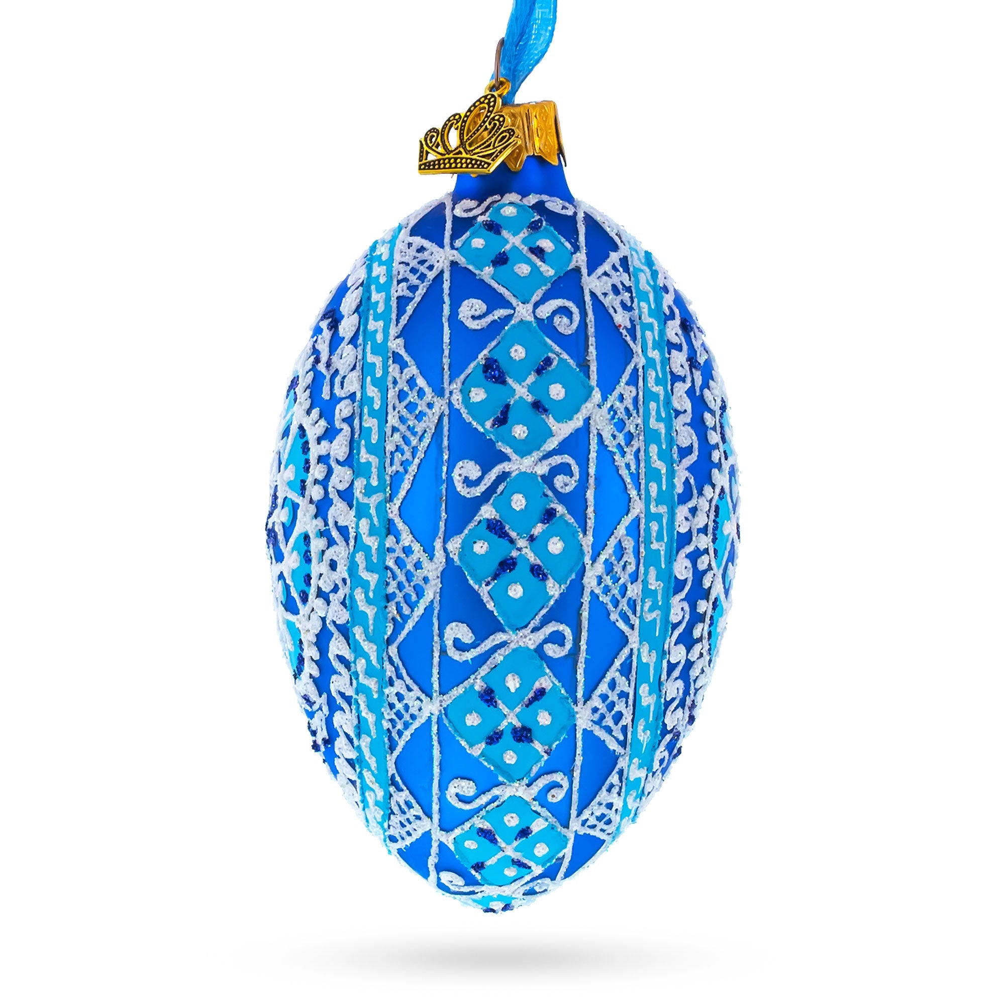 Spire Star Ukrainian Glass Egg Ornament 4 Inches