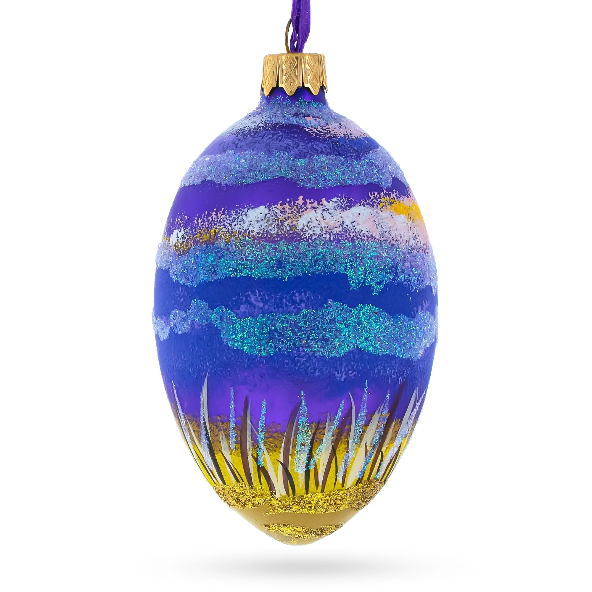 The Rising Cross Egg Glass Ornament 4 Inches