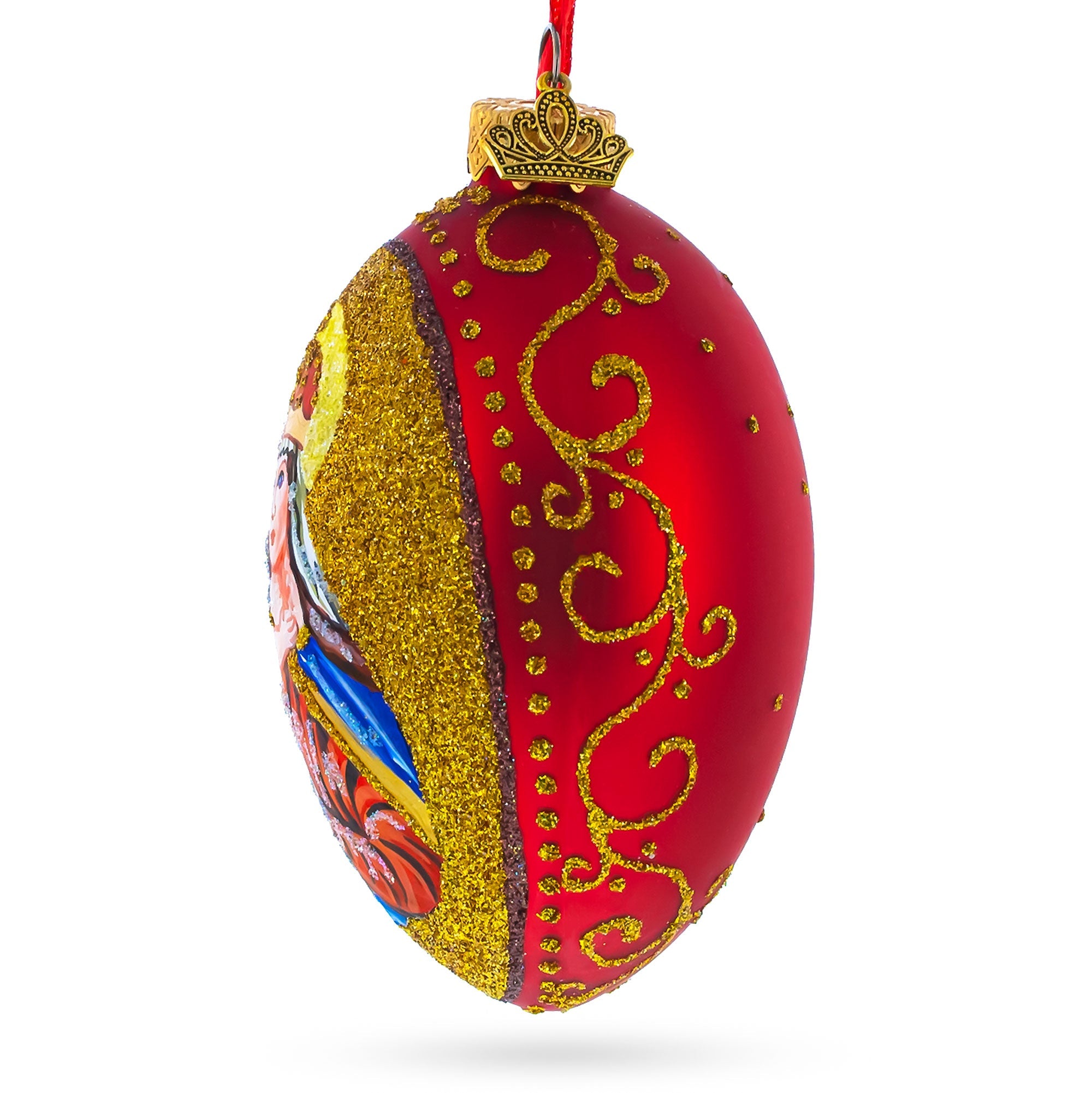 Icon Glittered Egg Glass Ornament 4 Inches