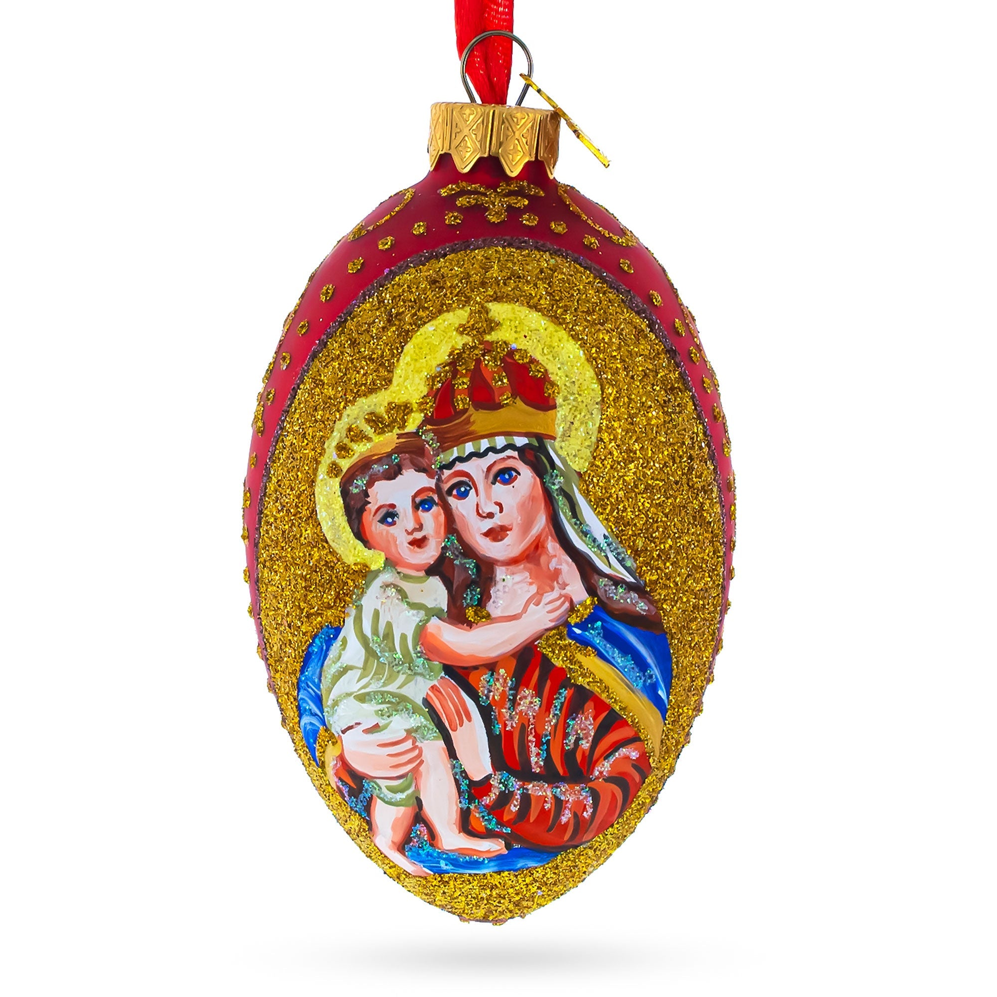 Icon Glittered Egg Glass Ornament 4 Inches