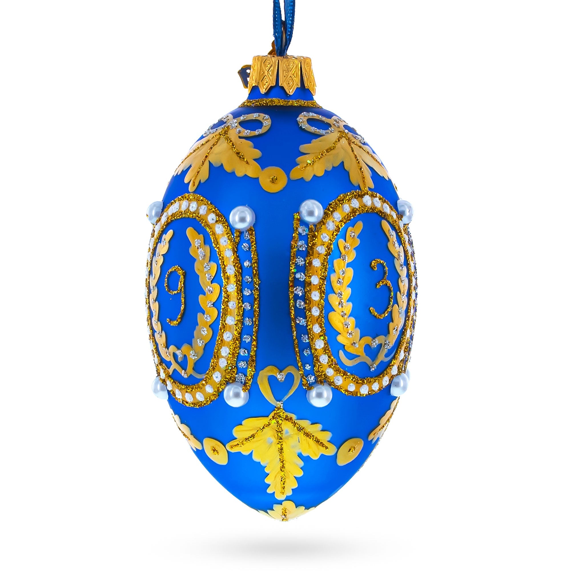 1893 Caucasus In Blue Royal Egg Glass Ornament 4 Inches