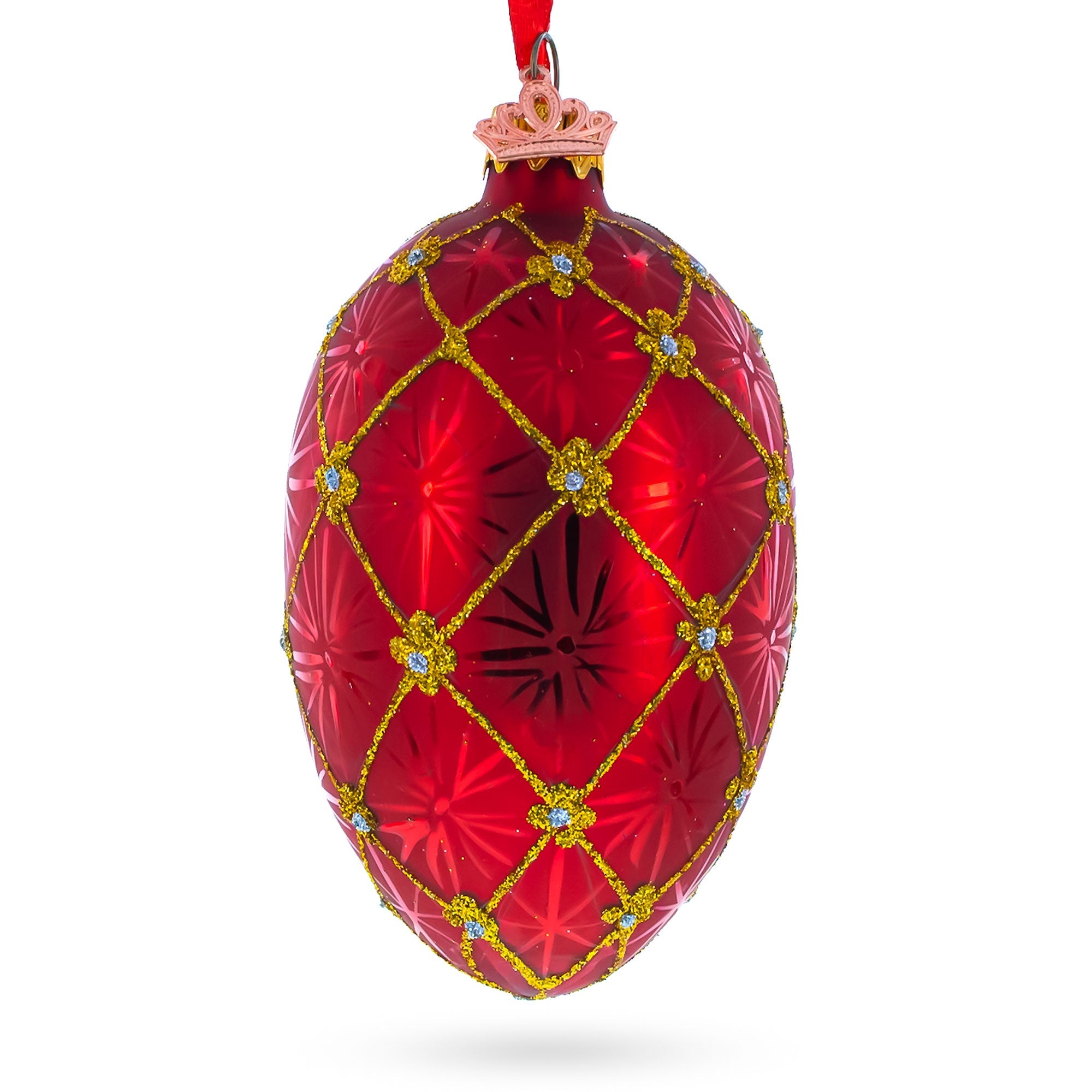 1897 Coronation In Red Royal Egg Glass Ornament 4 Inches