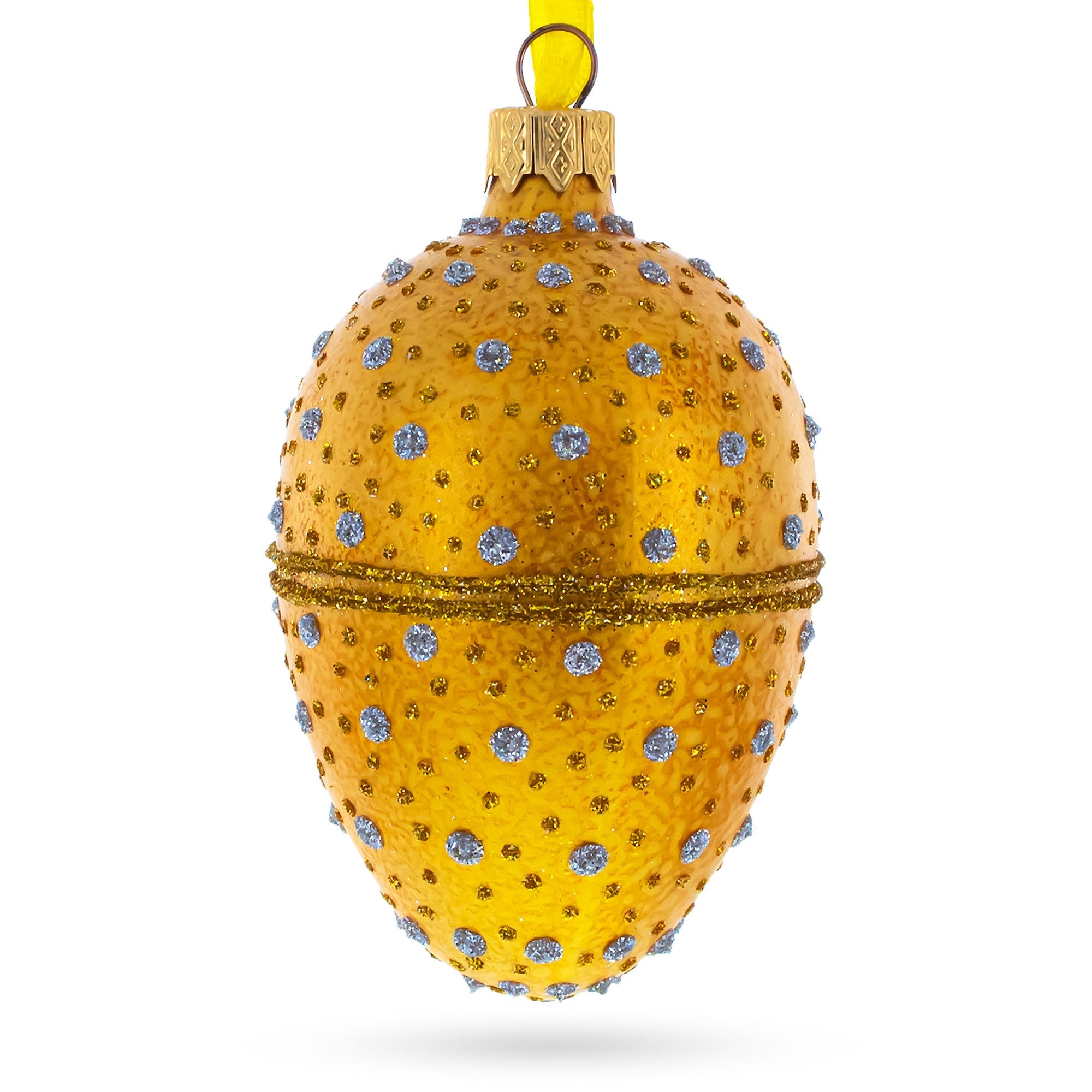 Diamond Drops Glass Egg Ornament 4 Inches