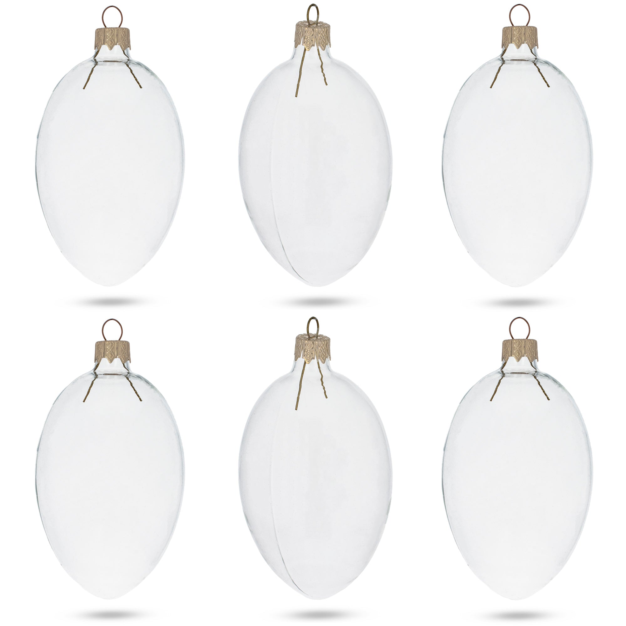 Set Of 6 Clear Glass Egg Ornaments Diy Craft 4 Inches