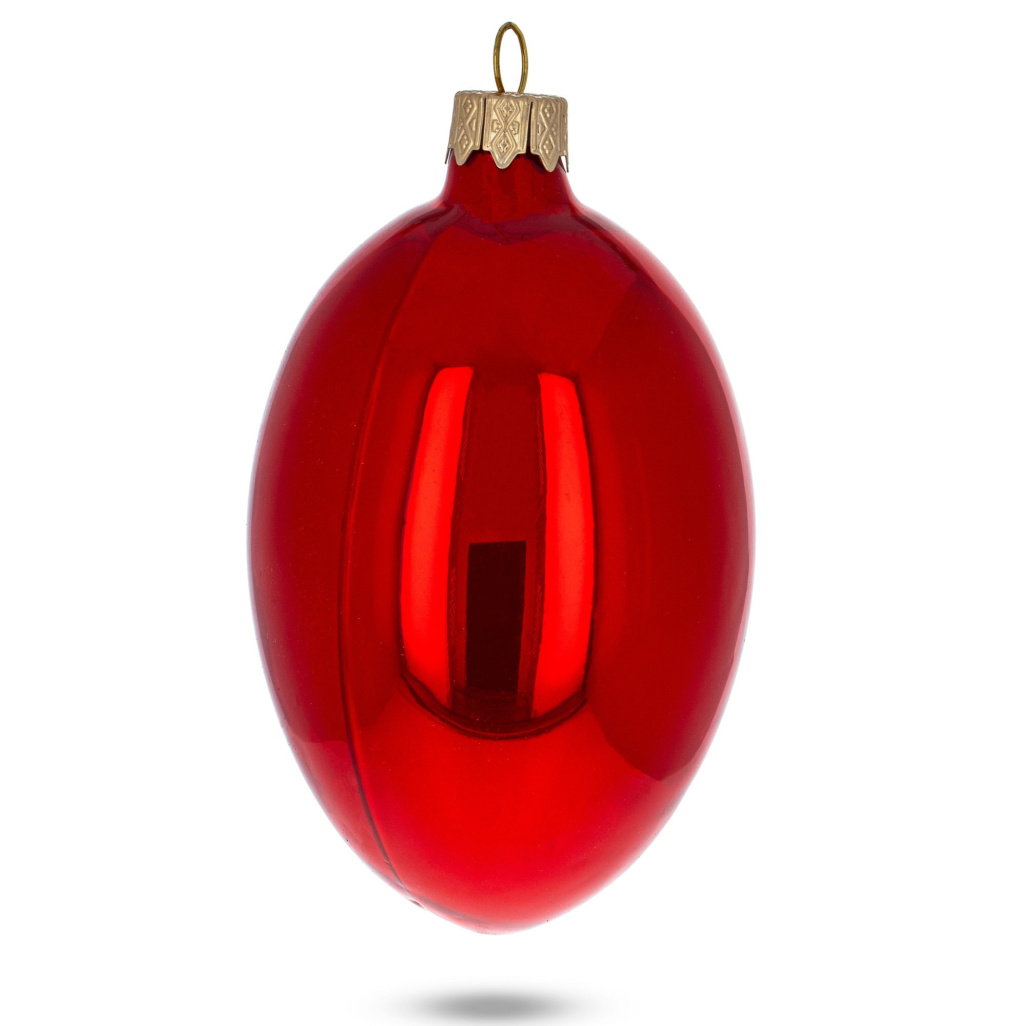 Set Of 6 Red Glossy Glass Egg Ornaments 4 Inches