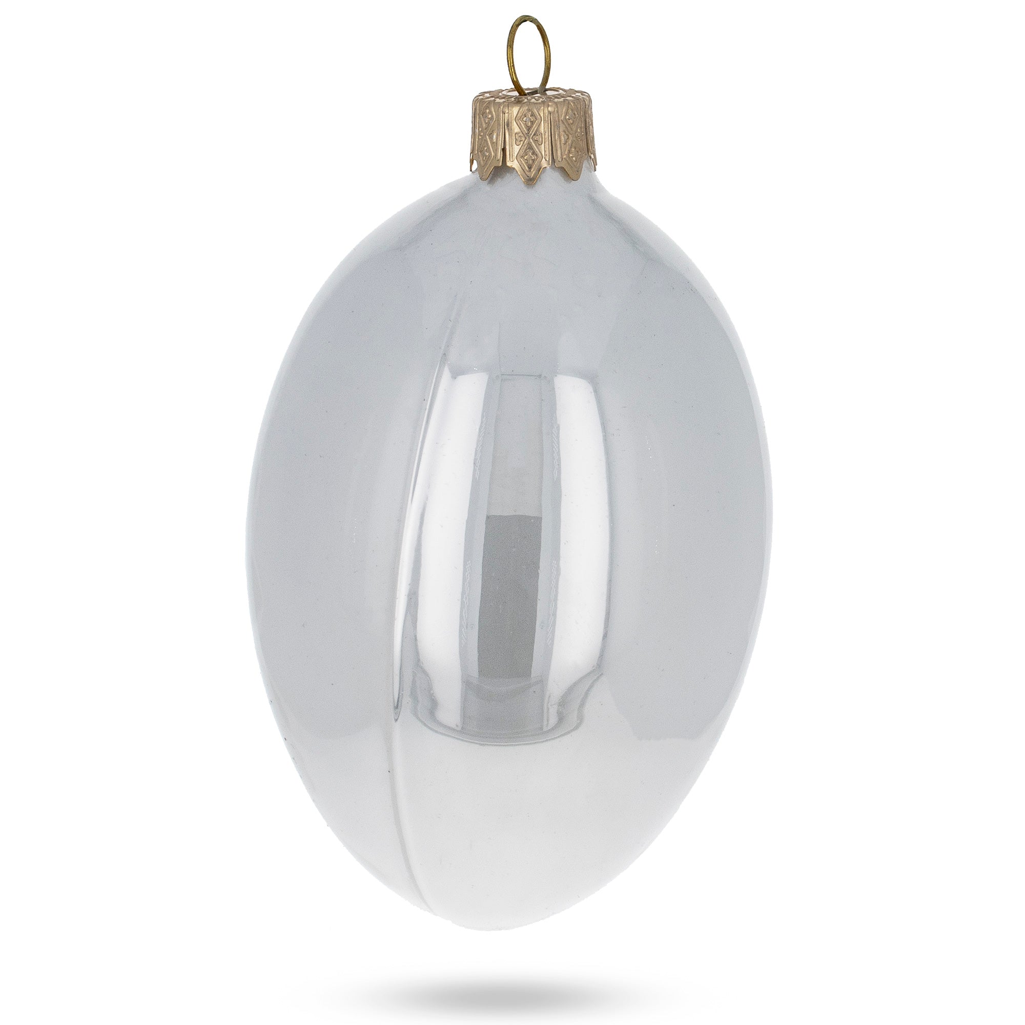 Set Of 6 White Glossy Glass Egg Ornaments 4 Inches