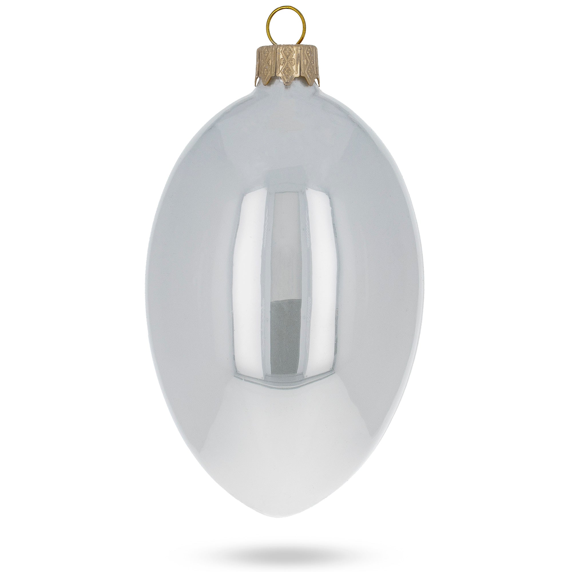 Set Of 6 White Glossy Glass Egg Ornaments 4 Inches