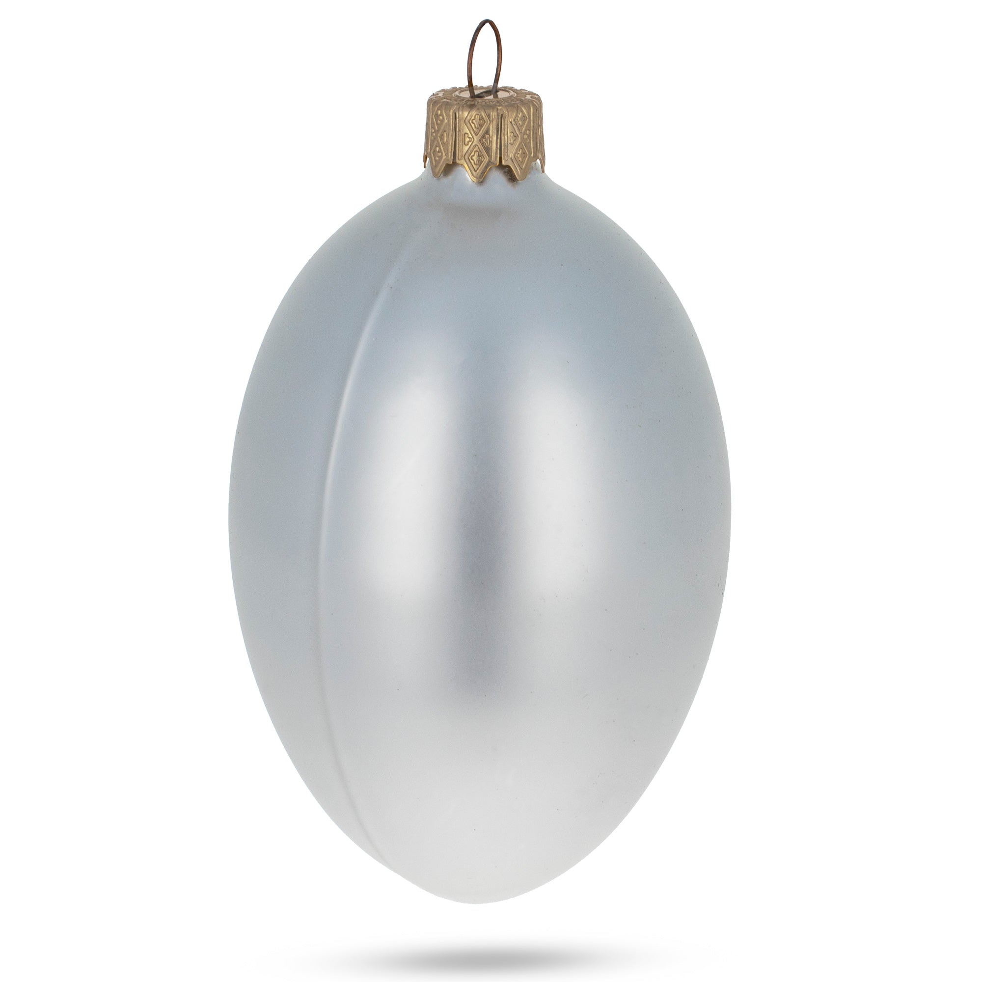 Set Of 6 White Matte Glass Egg Ornaments 4 Inches