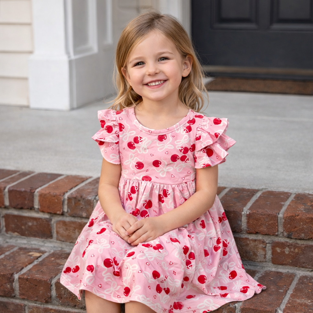 Pink Cherry Girls Twirl Dress