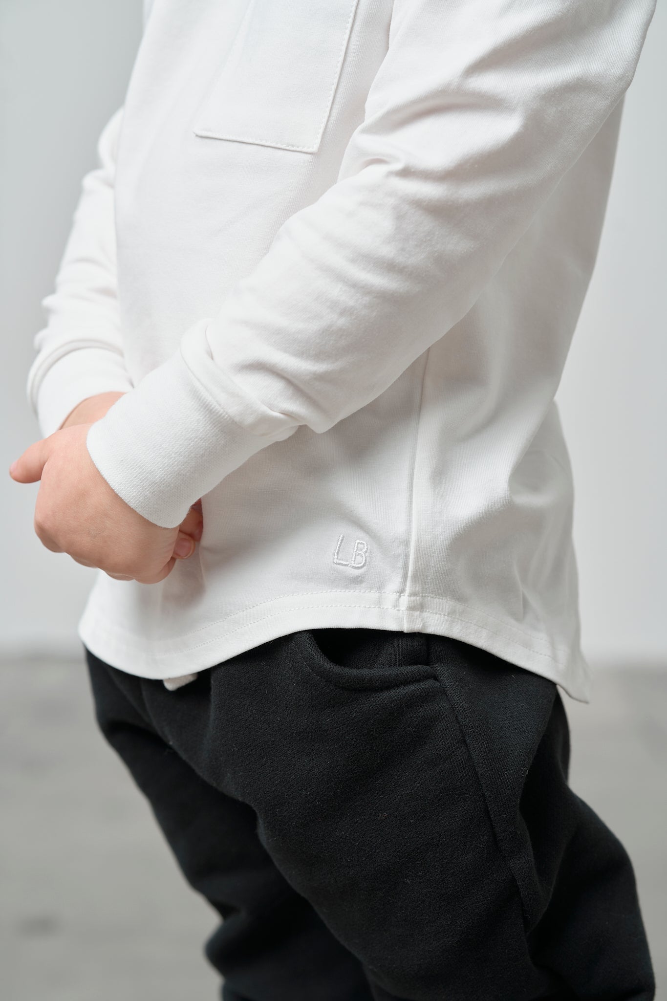 Long Sleeve Pocket Tee - White