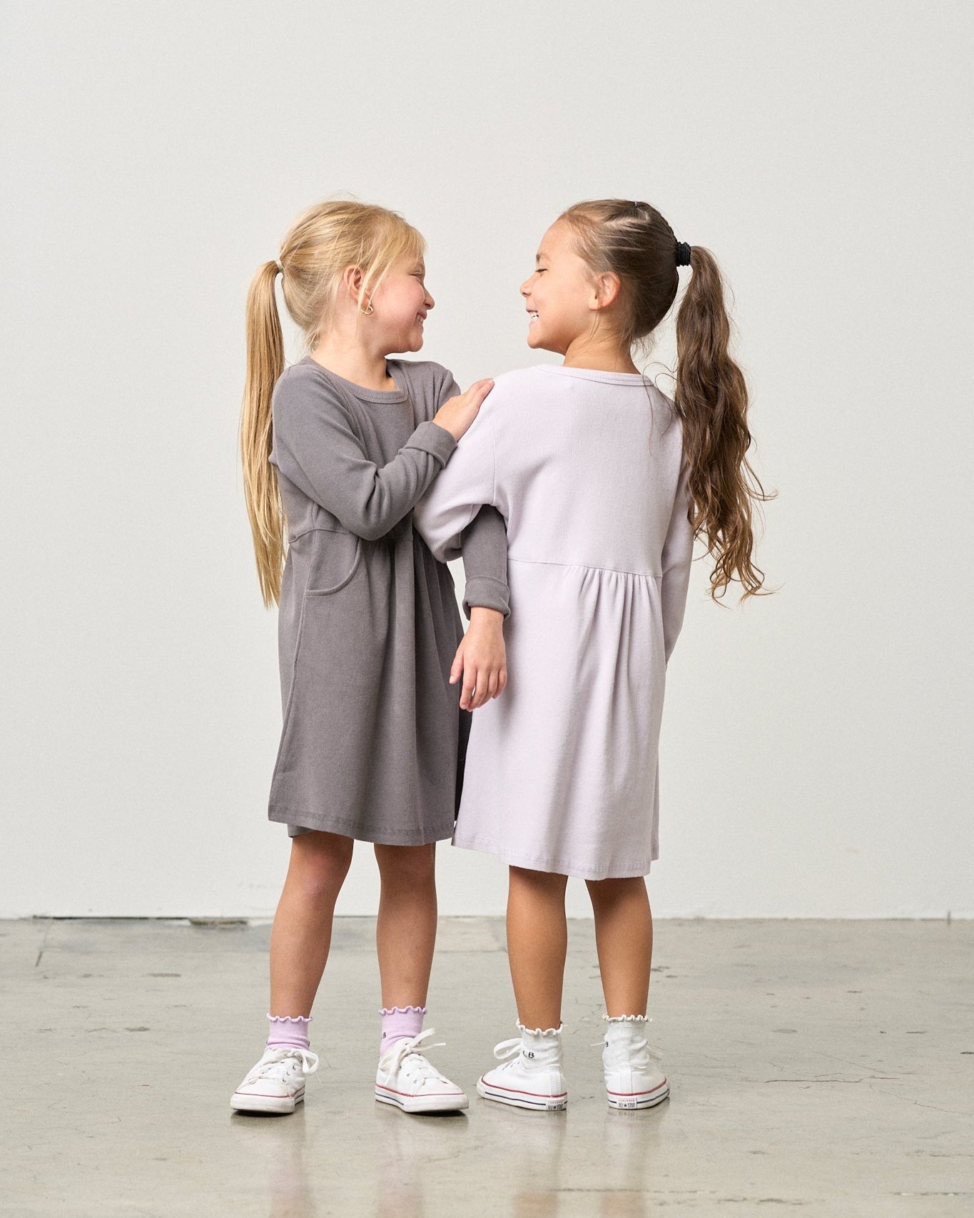 Long Sleeve Ribbed Dress - Lilac