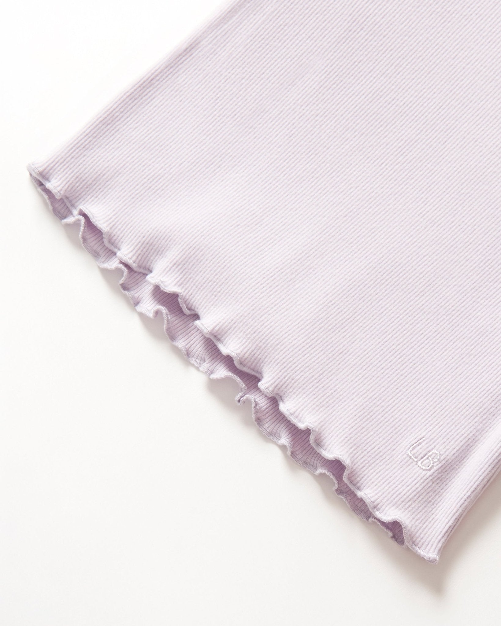 Long Sleeve Ribbed Lettuce Trim Tee - Lilac