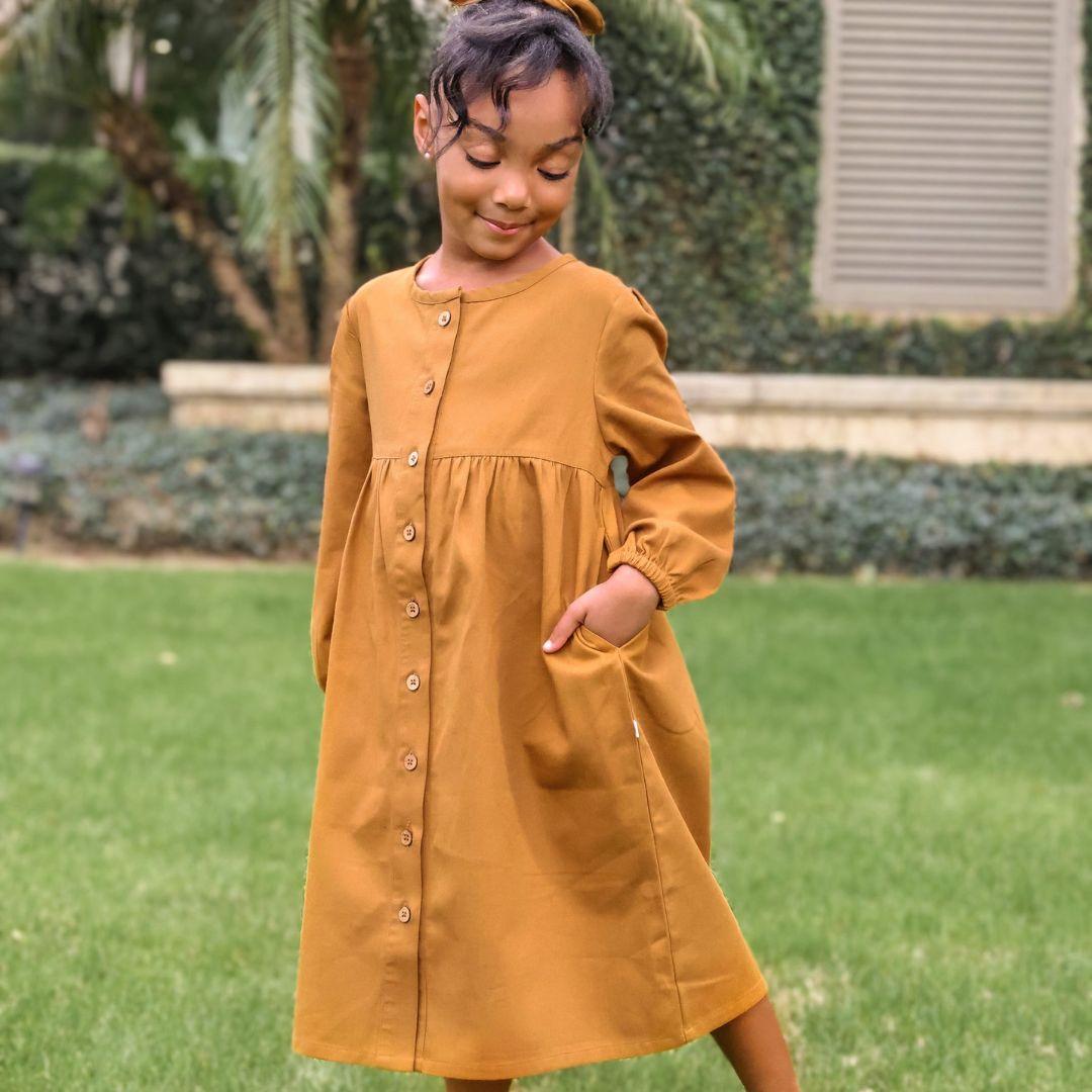 Long-sleeved Jo Dress- Acorn