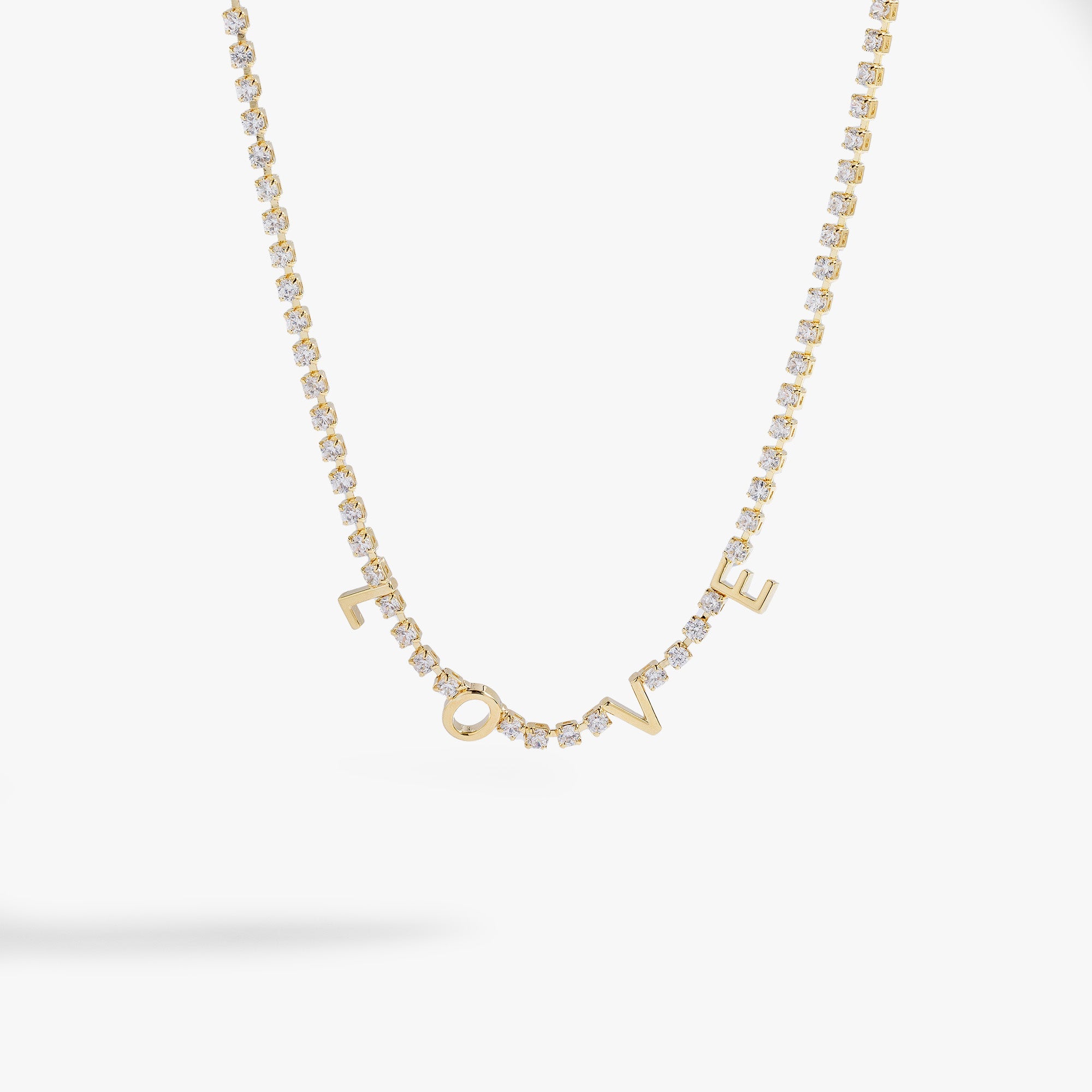 "love" Crystal Tennis Necklace