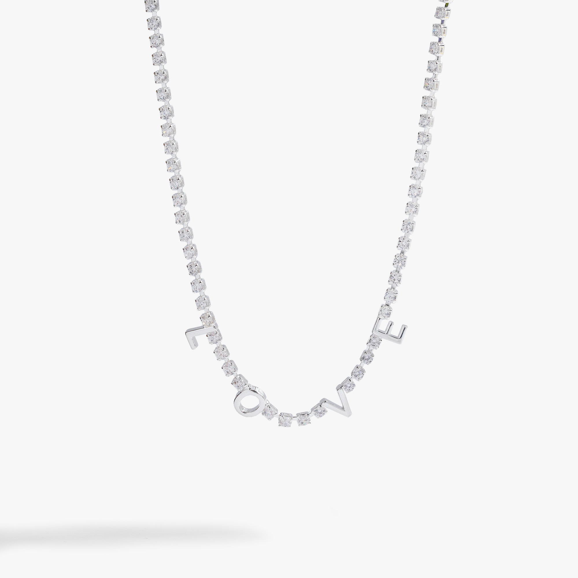 "love" Crystal Tennis Necklace