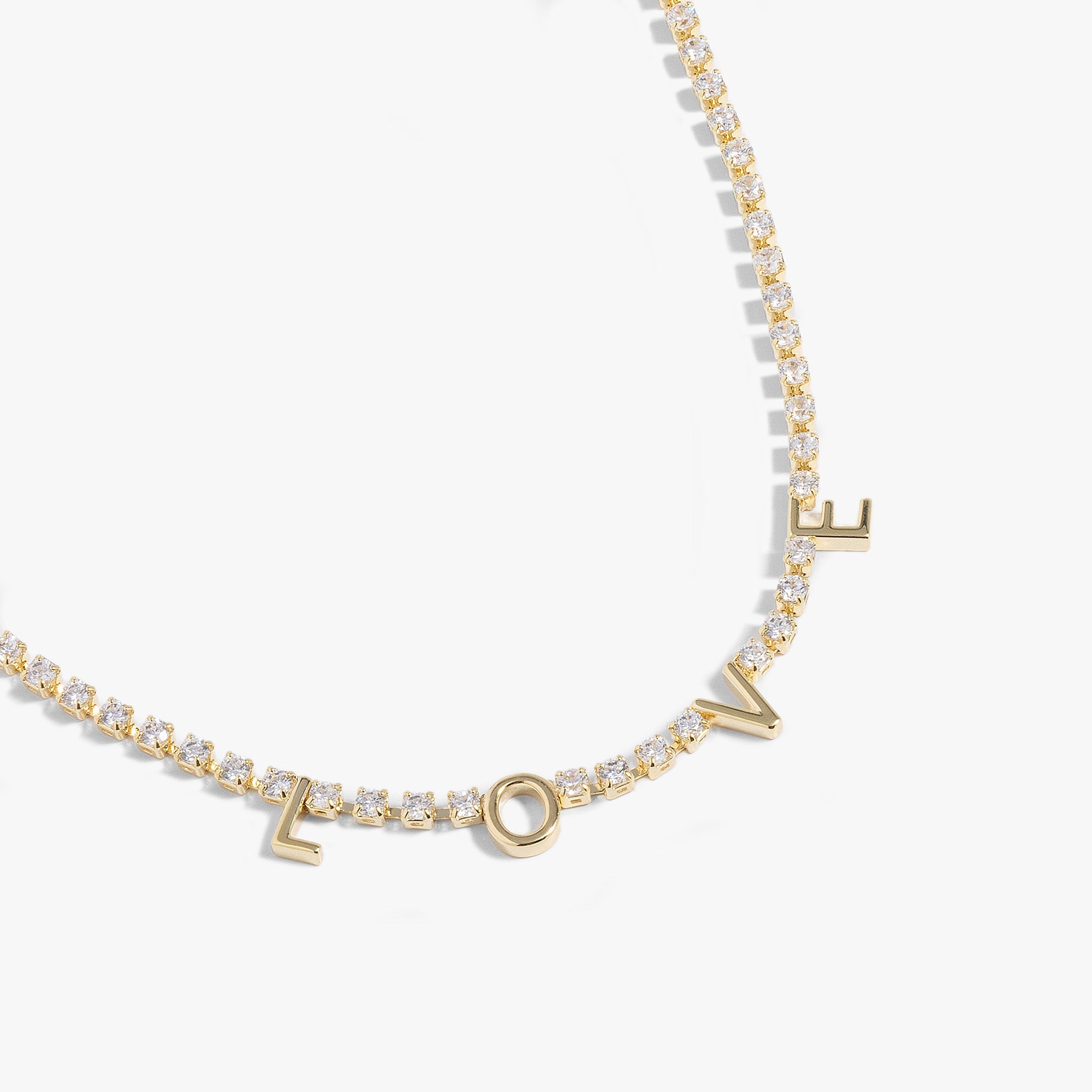 "love" Crystal Tennis Necklace