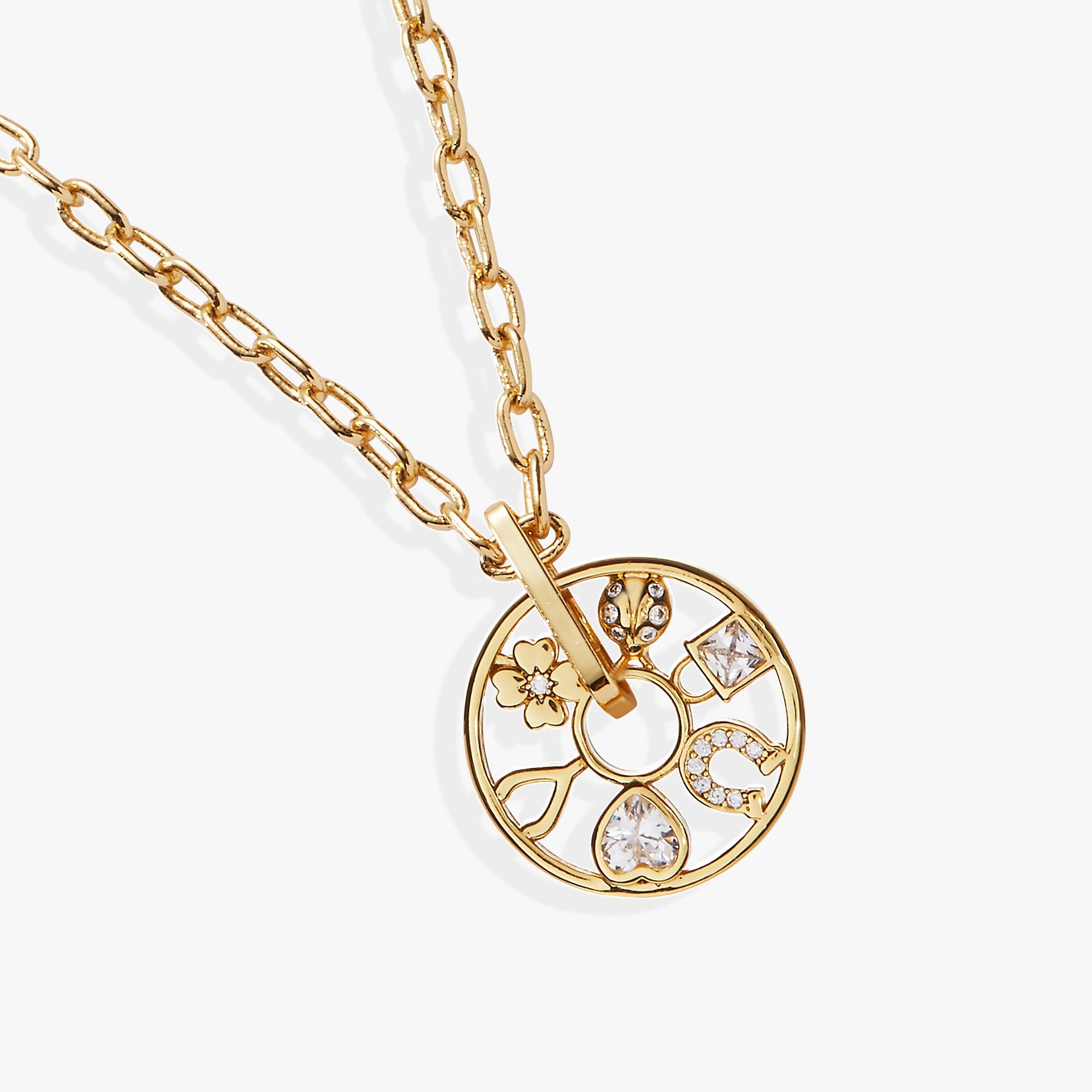 Love And Luck Wheel Charm Necklace