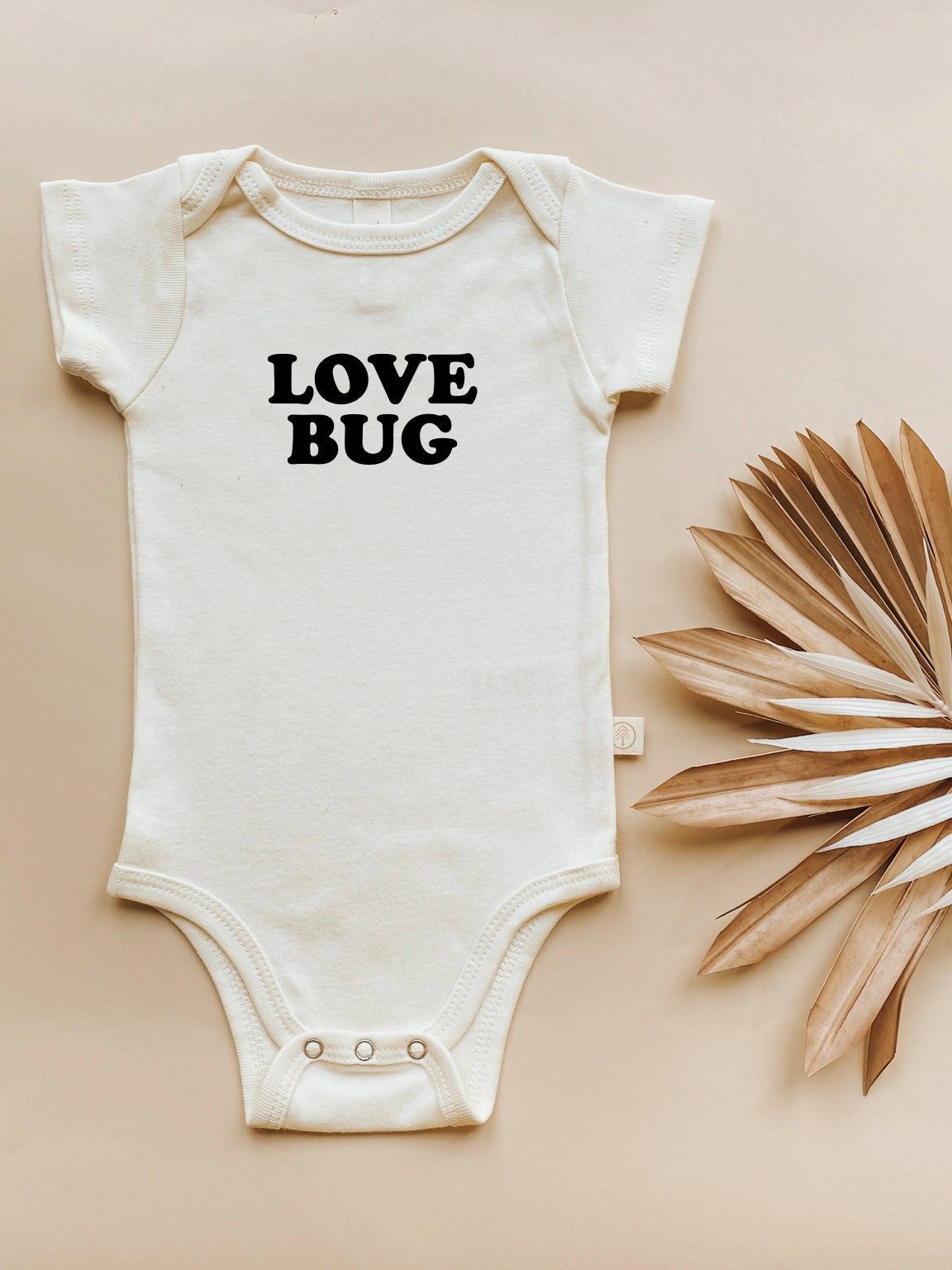 Love Bug Organic Cotton Baby Bodysuit Short Sleeve
