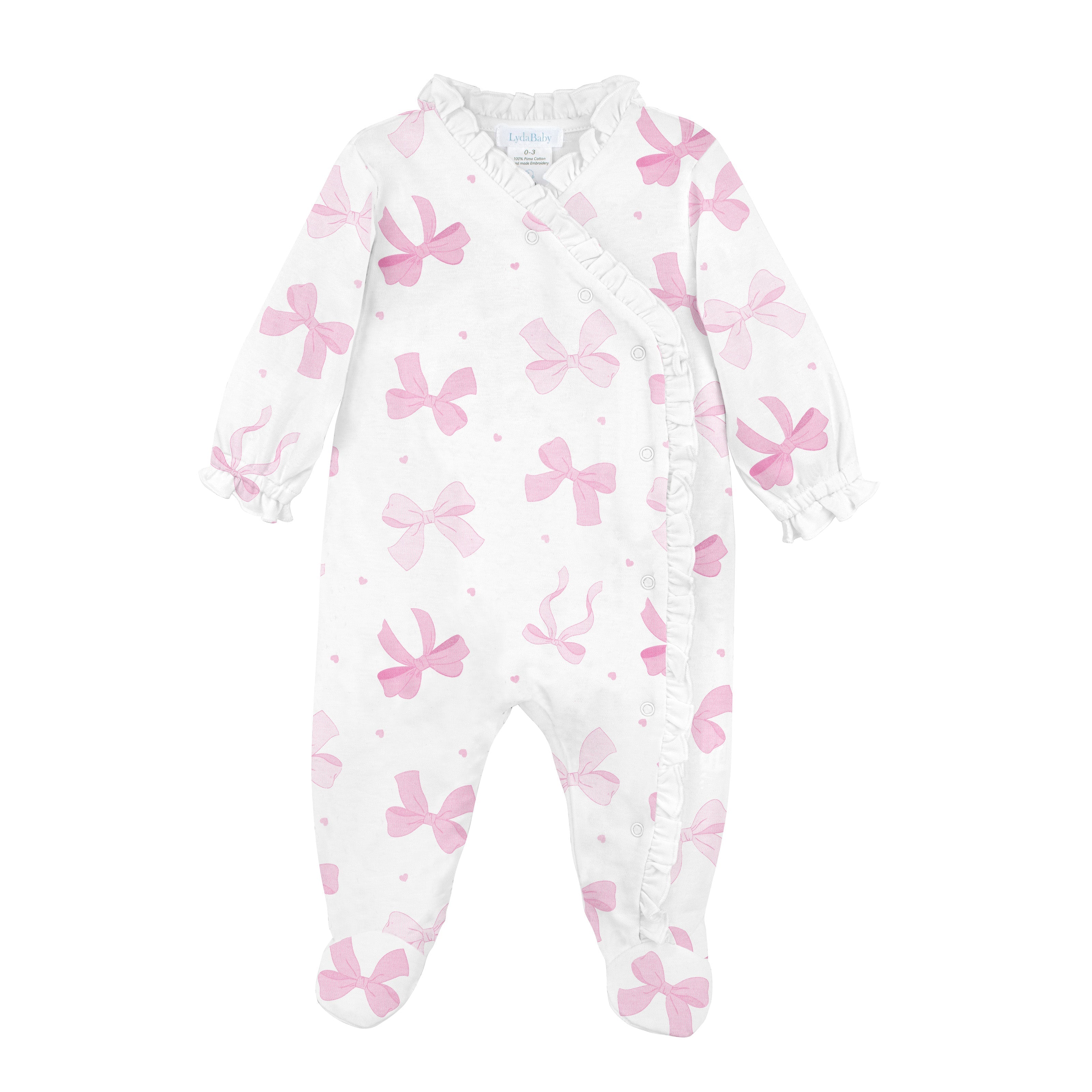 Lovely Bows Printed Footie | Baby Girl