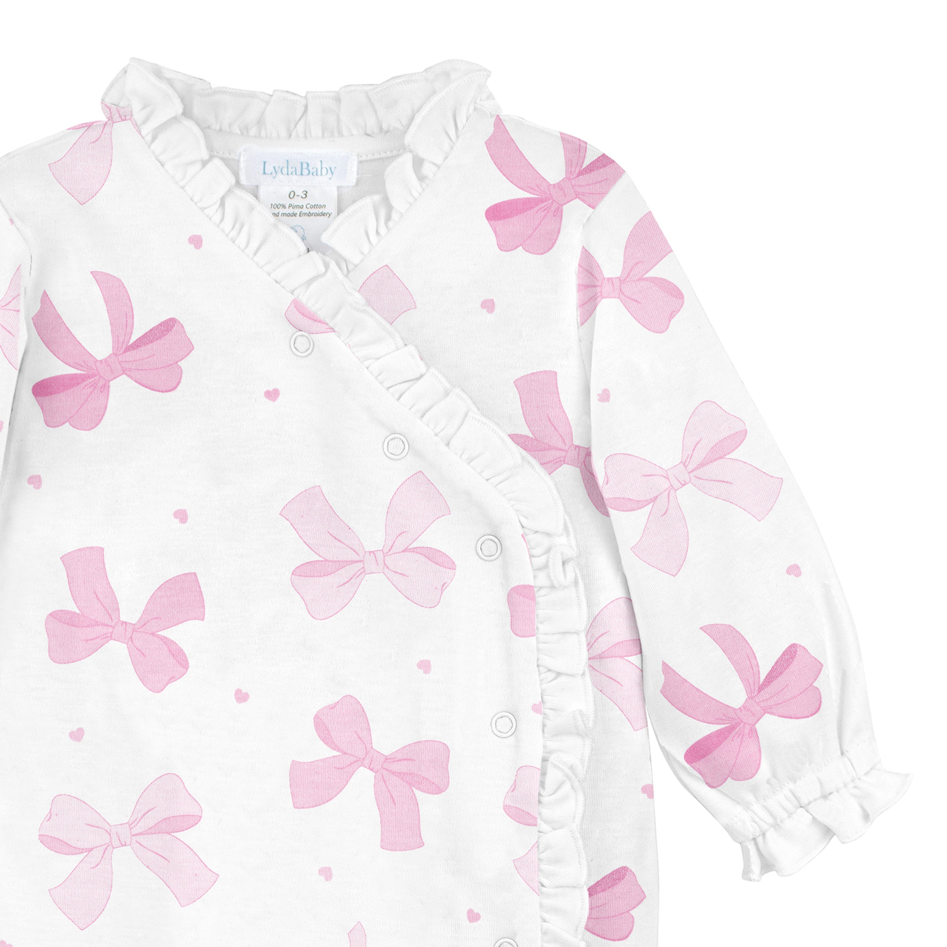 Lovely Bows Printed Footie | Baby Girl