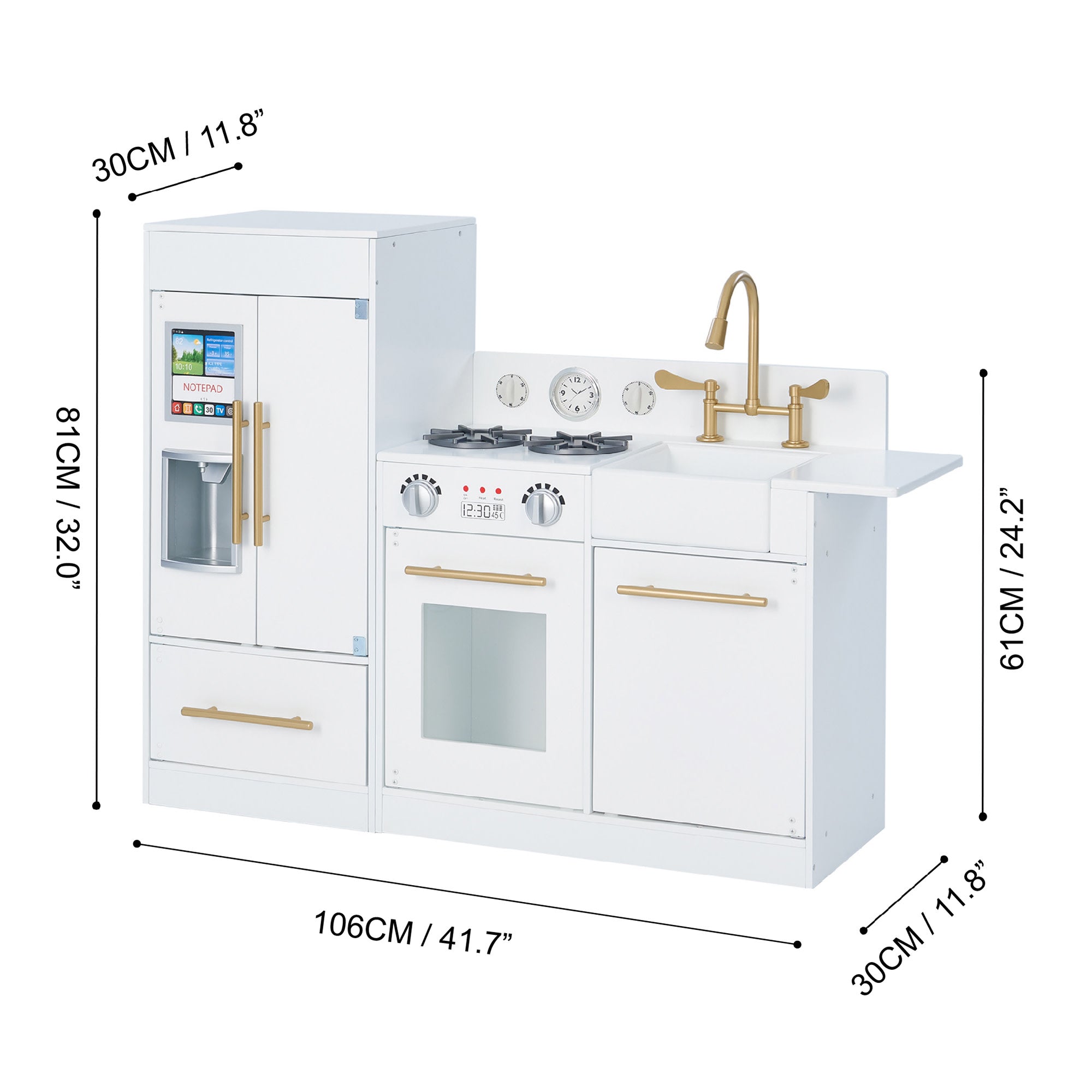 Little Chef Charlotte Modern Play Kitchen, White/gold