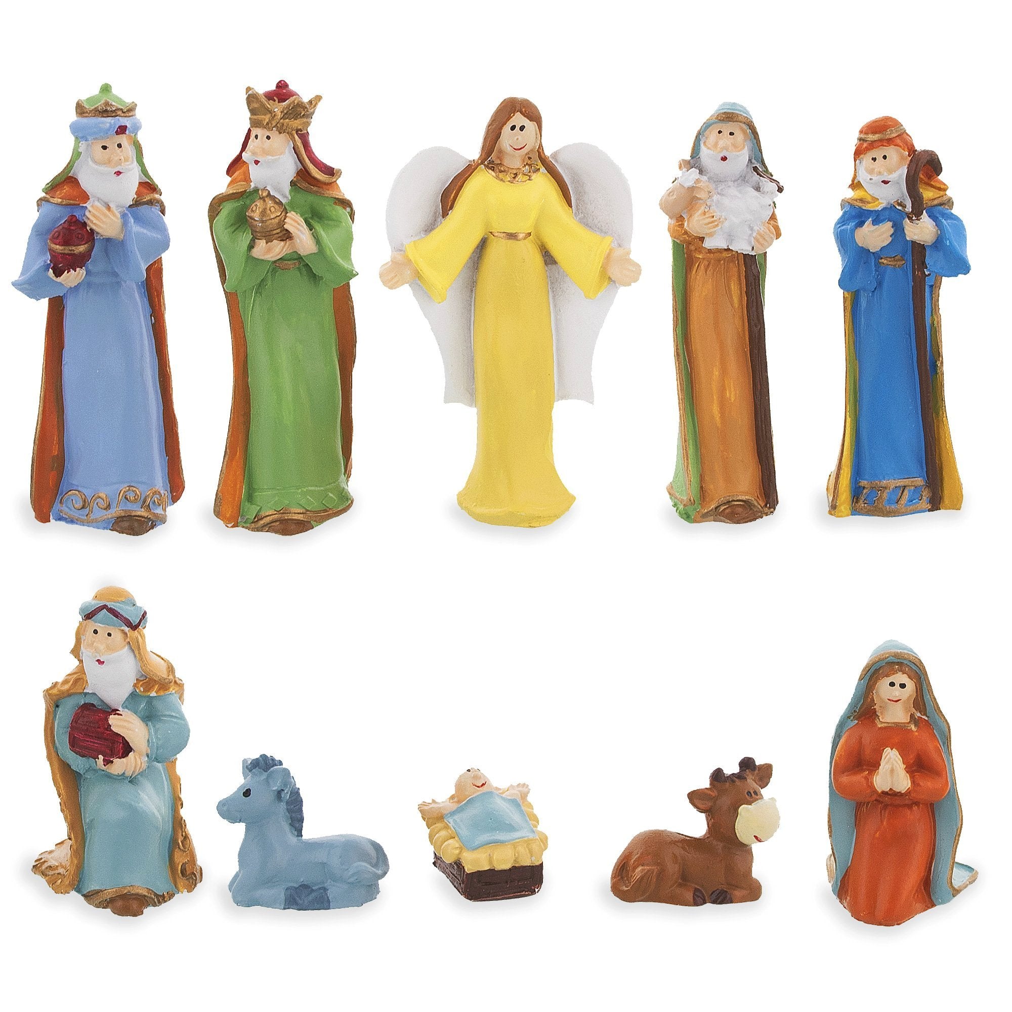 Set Of 10 Miniature Nativity Scene Gift Set Figurines