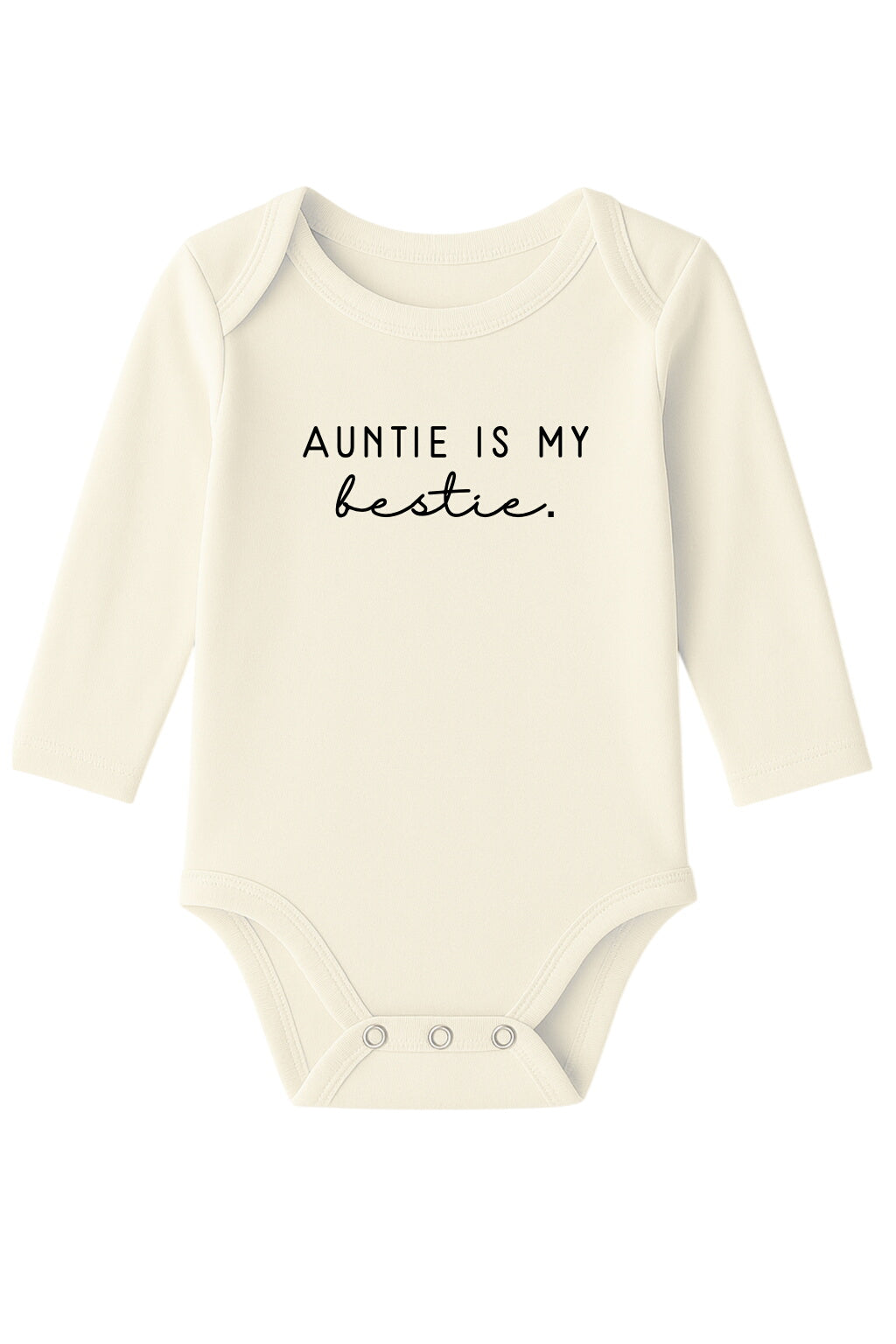 Auntie Is My Bestie - Long Sleeve Organic Baby Bodysuit