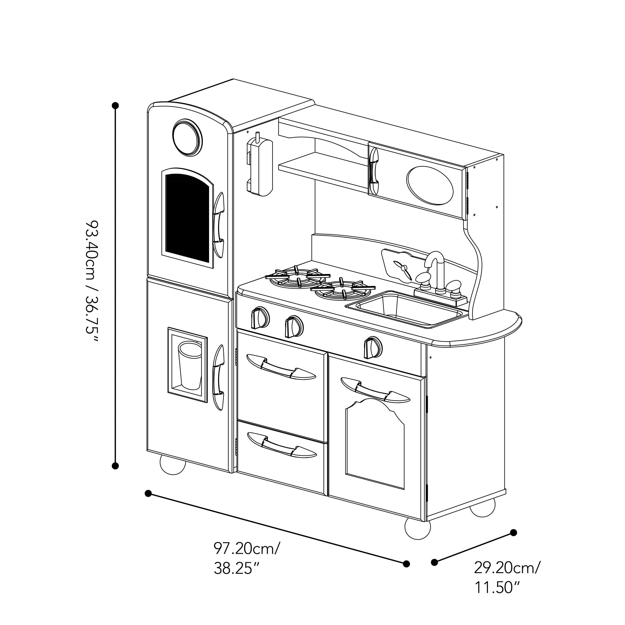 Little Chef Westchester Retro Kids Kitchen Playset, Mint