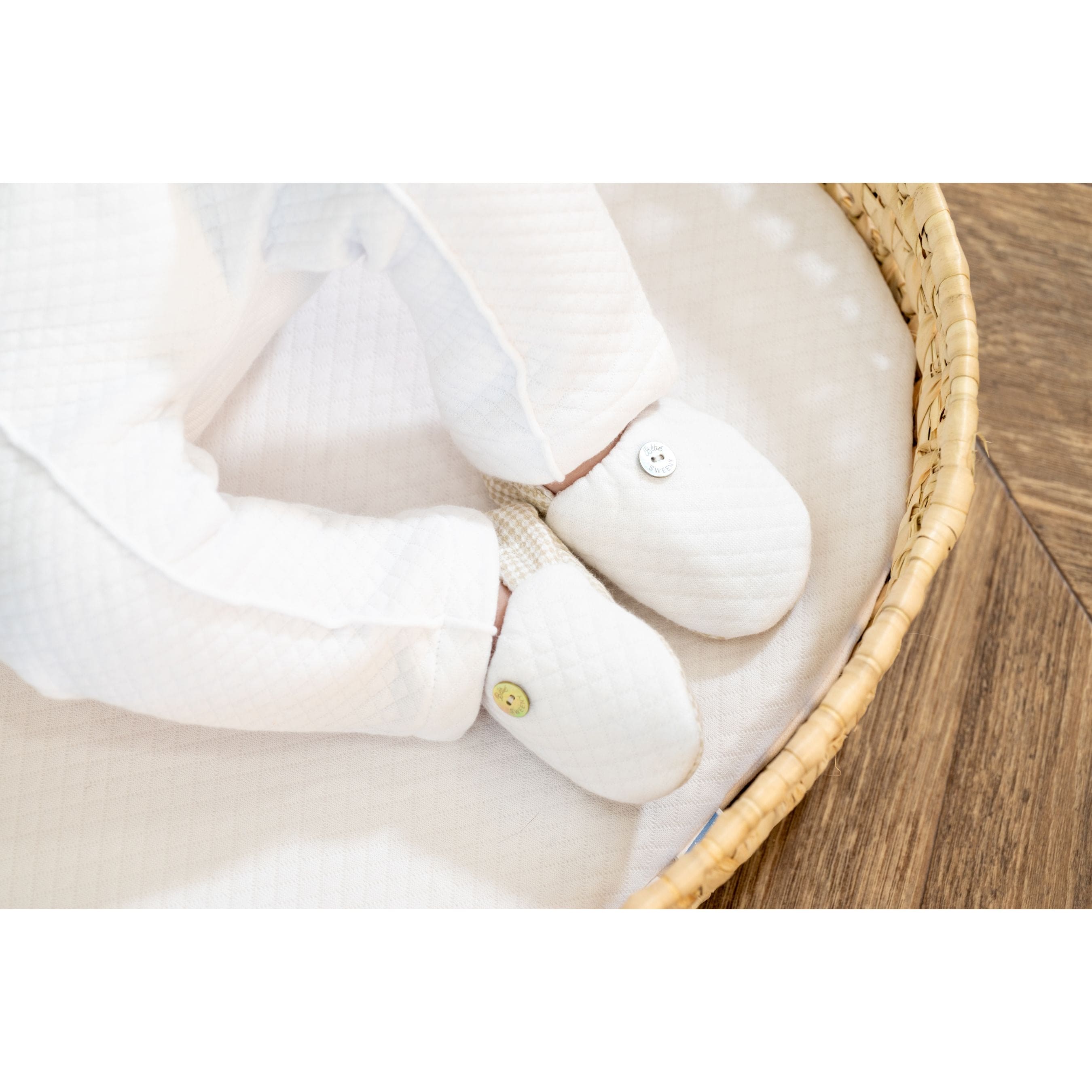 Lucas | Boys White & Blue Cotton Gingham Booties