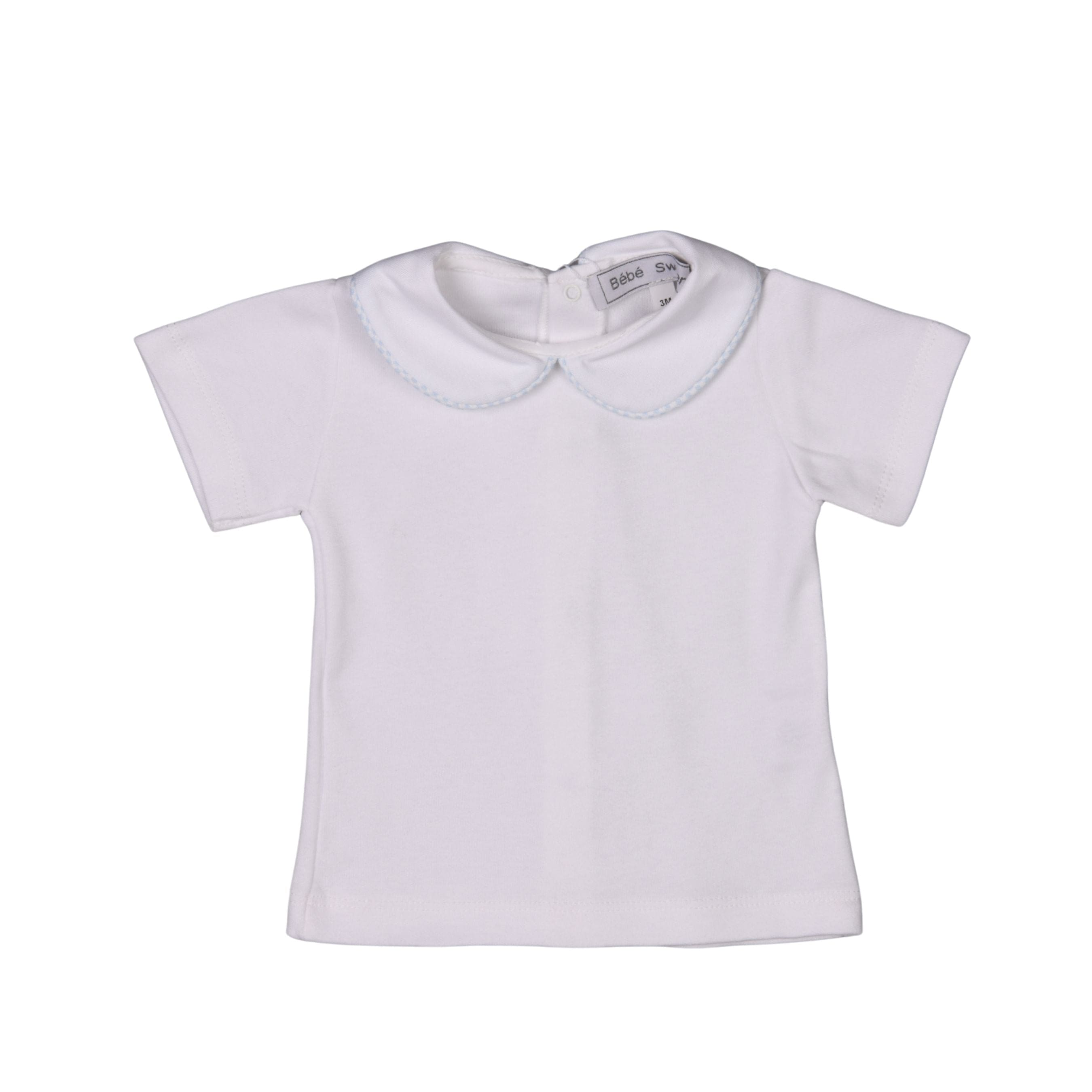 Lucas | Boys White & Blue Gingham Cotton T-shirt