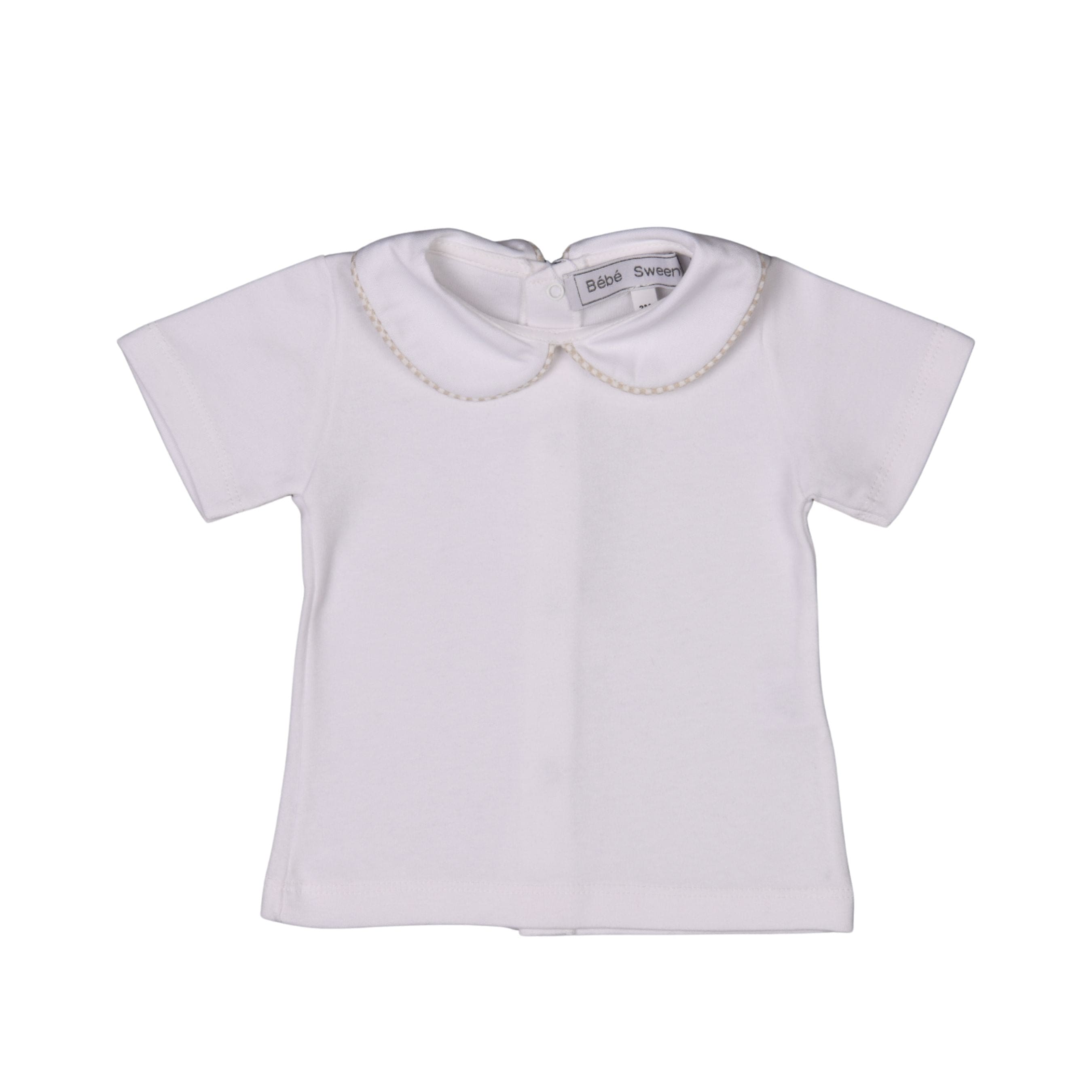 Lucas | Boys White & Beige Cotton Gingham T-shirt