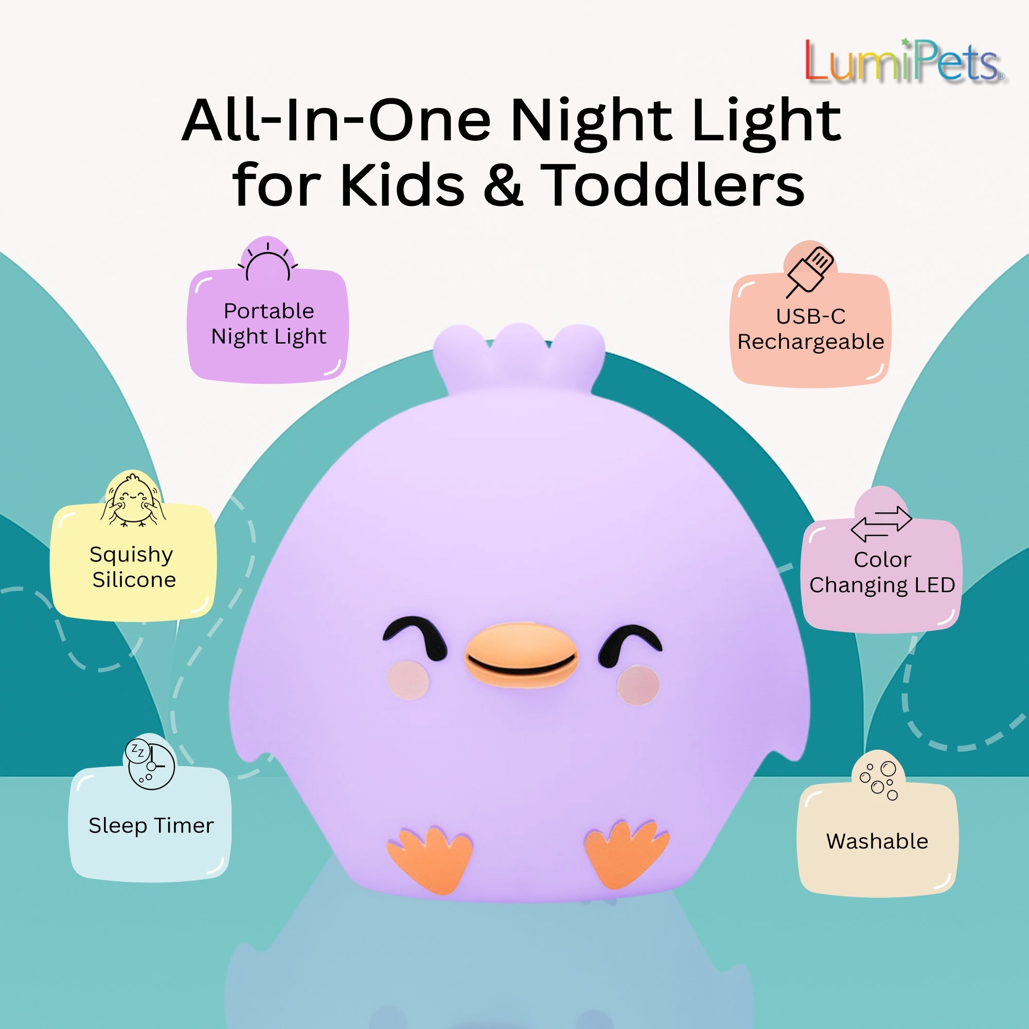 Lumipets® Clara The Chicken- Children's Touch Night Light