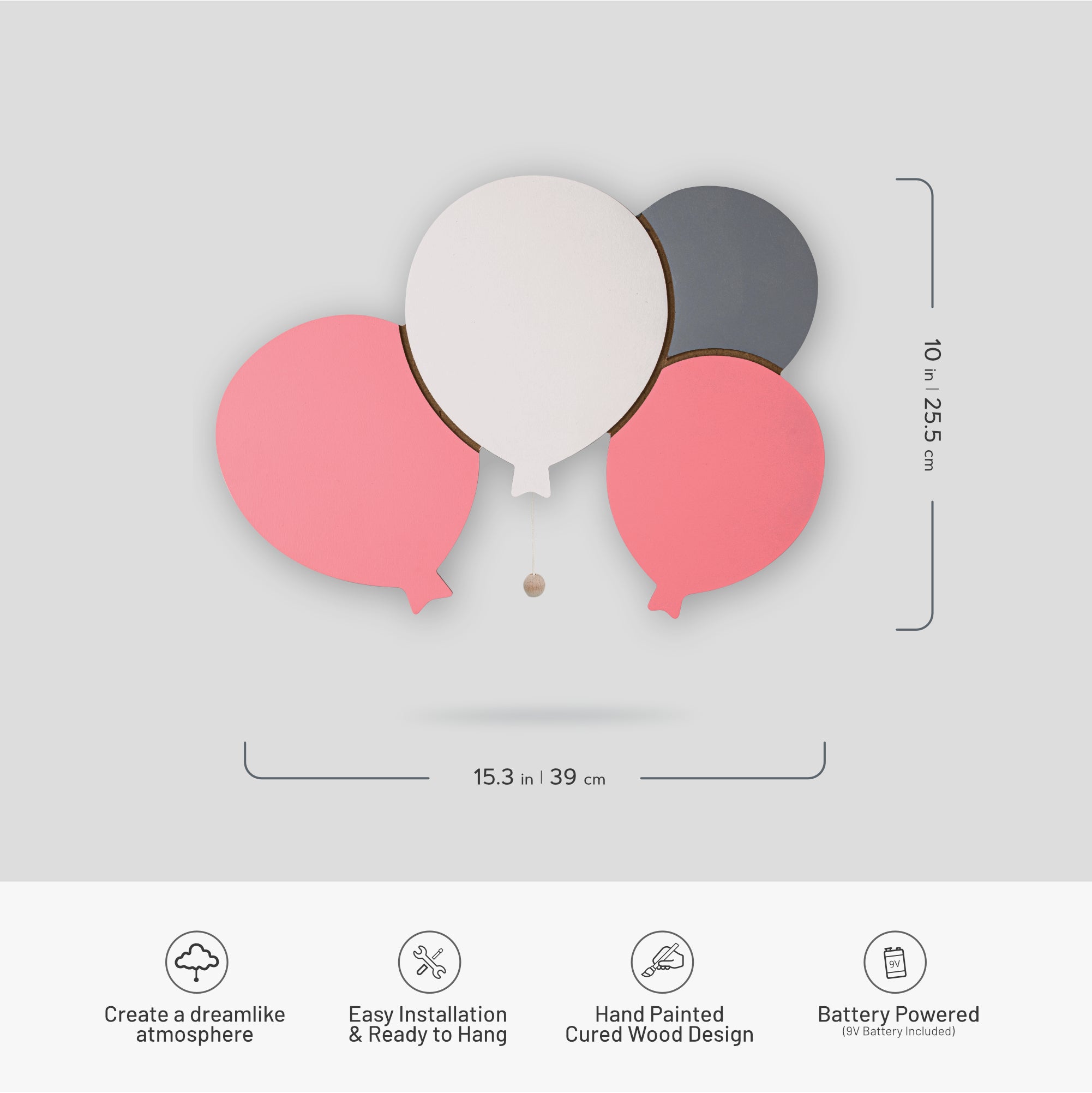 Lumidreams Wall Light - Kid's Decor Nightlight Balloons