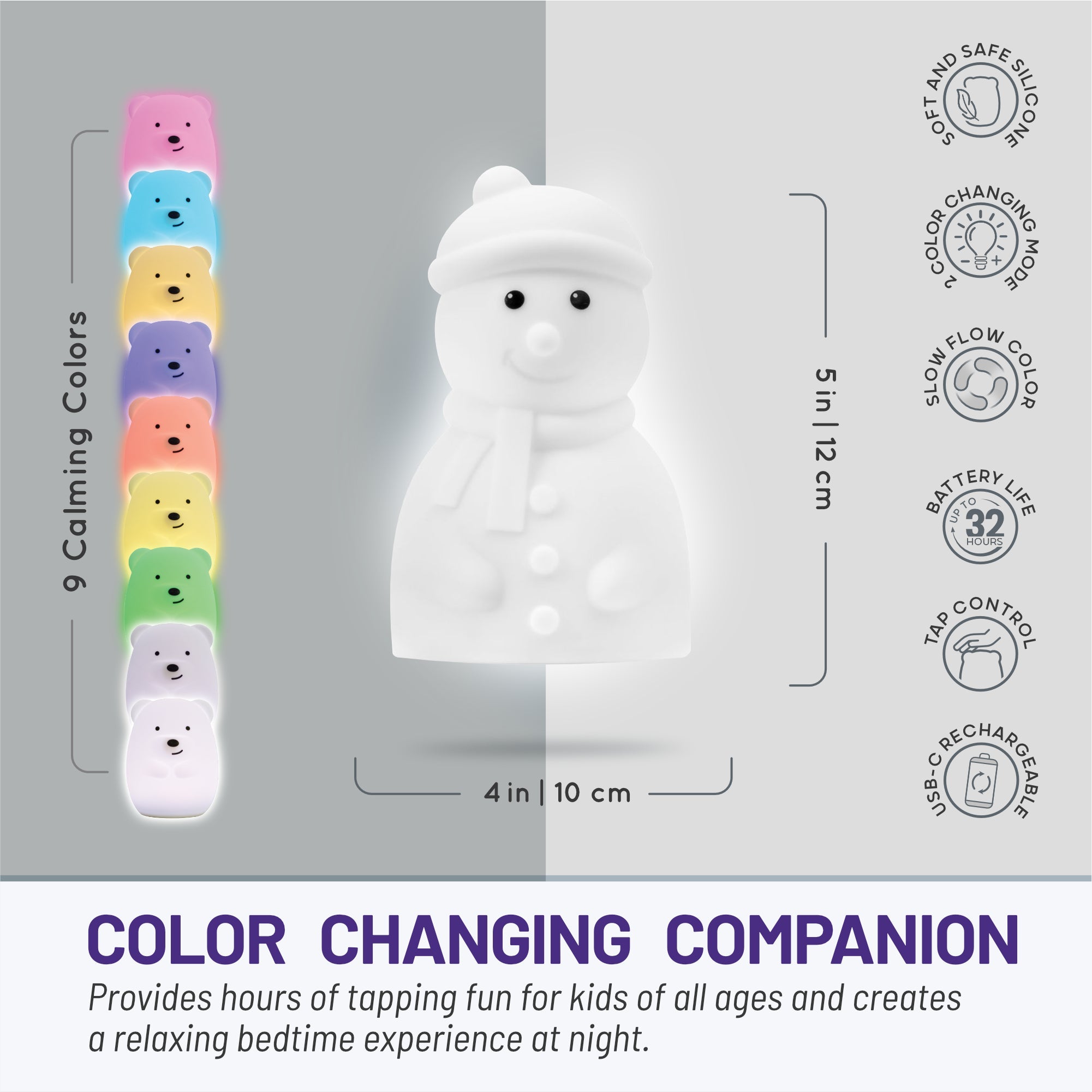 Lumipets® Stanley The Snowman- Children's Touch Night Light Junior