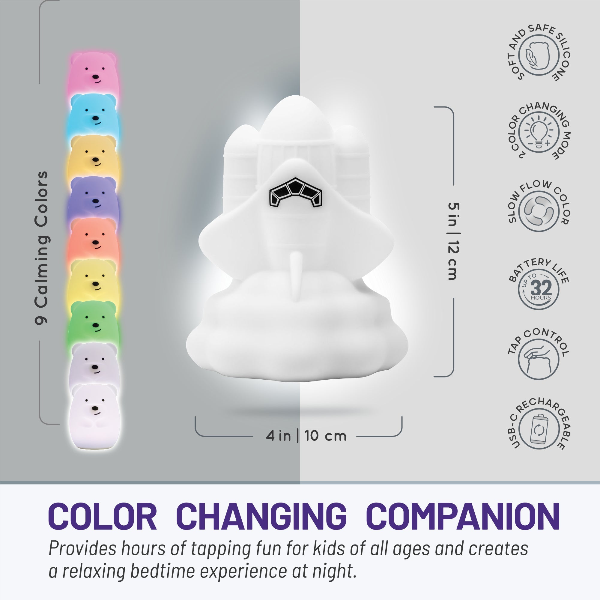 Lumipets® Rowdy The Rocket- Children's Touch Night Light Junior