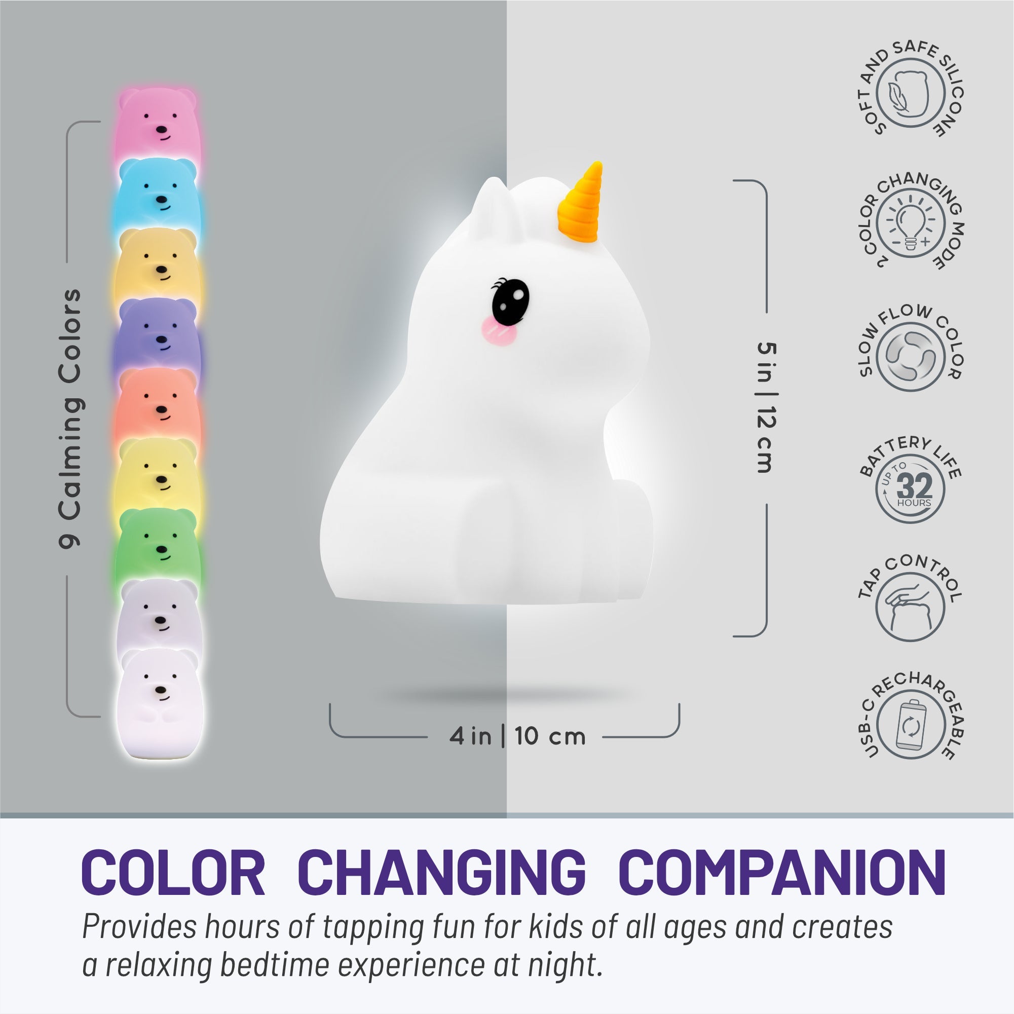 Lumipets® Junior Unicorn - Children's Nursery Touch Night Light