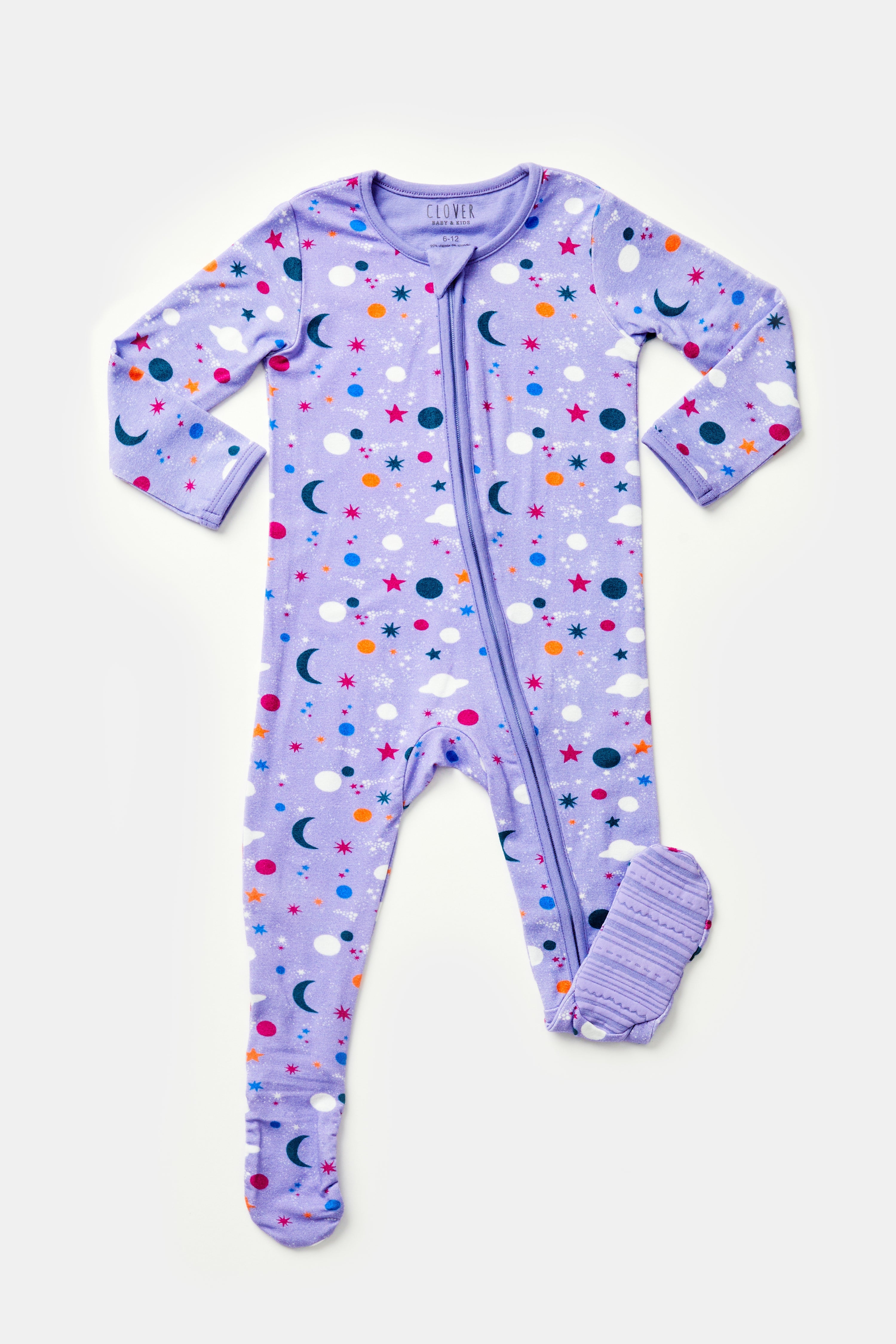 Soft & Stretchy Zipper Footie - Luna Lavender