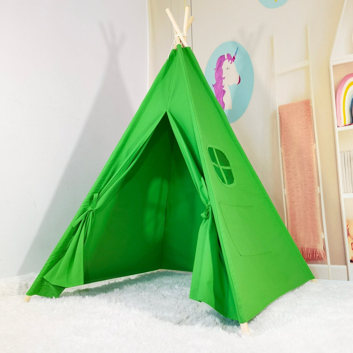 Kids Cotton Teepee Play Tent With Fairy Lights