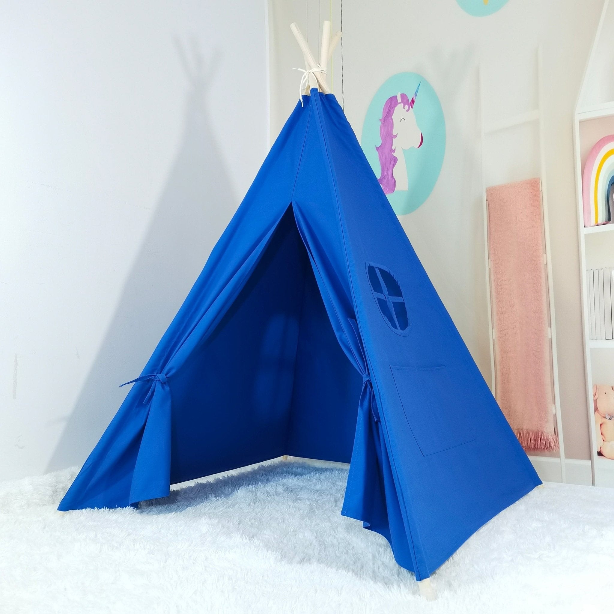 Kids Cotton Teepee Play Tent With Fairy Lights