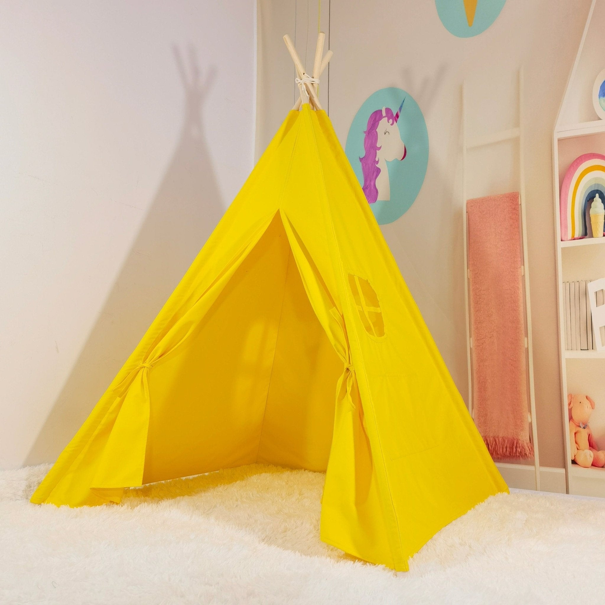 Kids Cotton Teepee Play Tent With Fairy Lights
