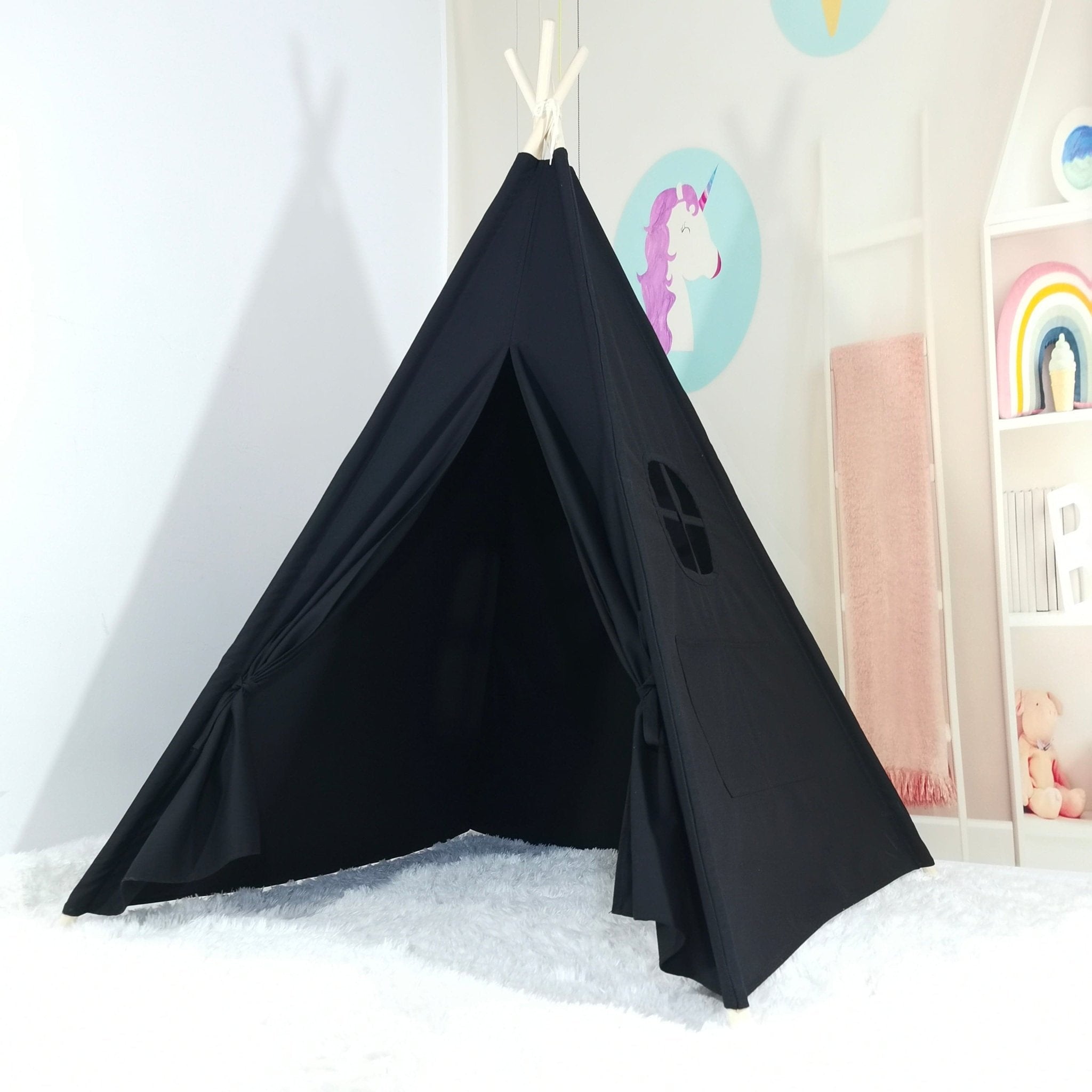 Kids Cotton Teepee Play Tent With Fairy Lights